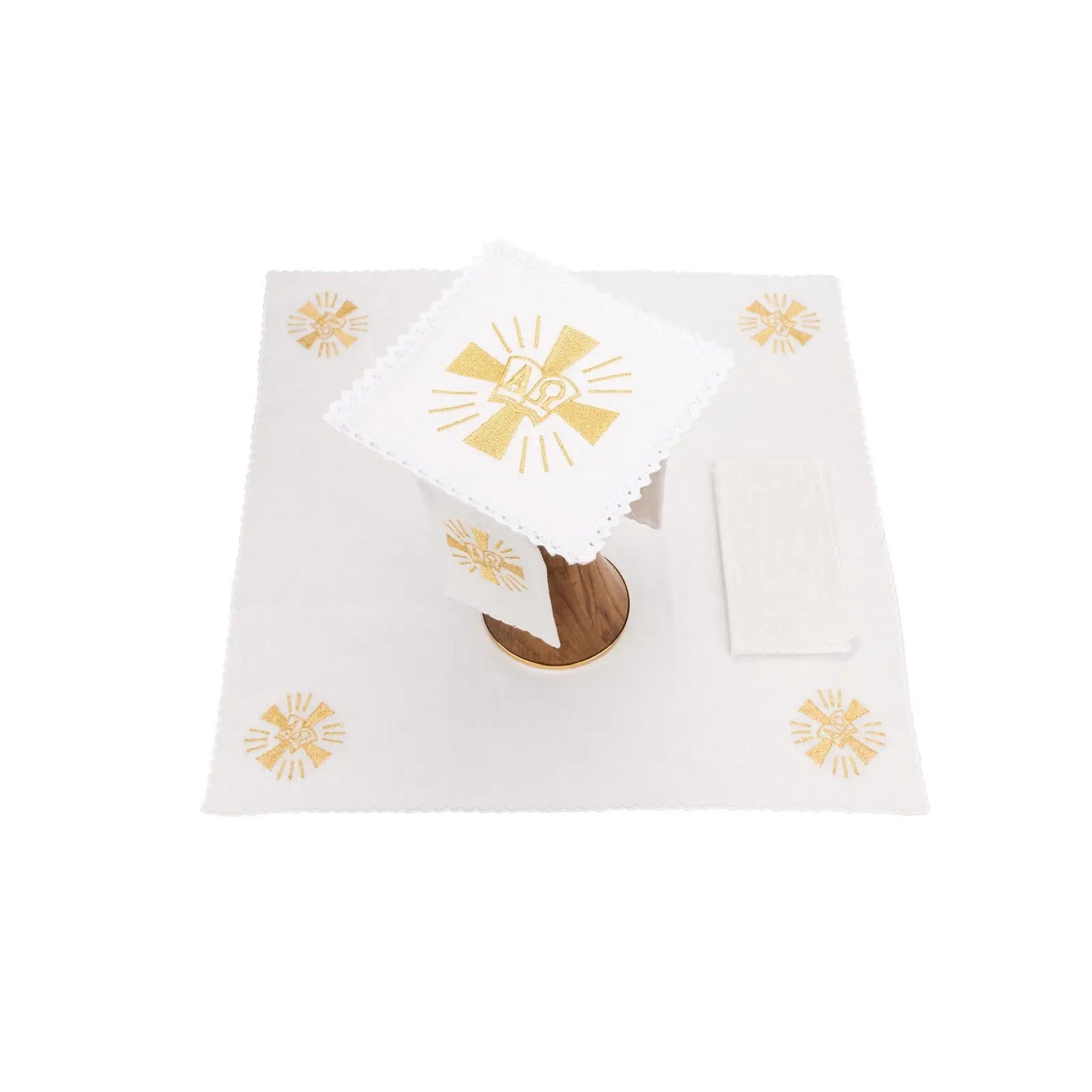 Linen chalice linen with embroidery of the Cross and Alpha Omega