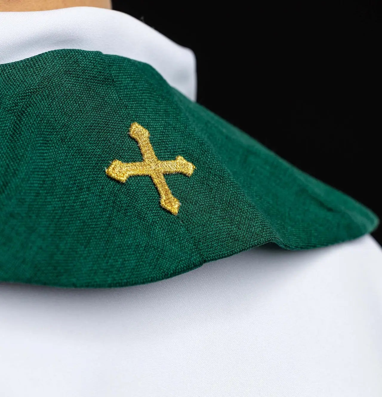 Green Stole with Pax Fish and Wheat Embroidery