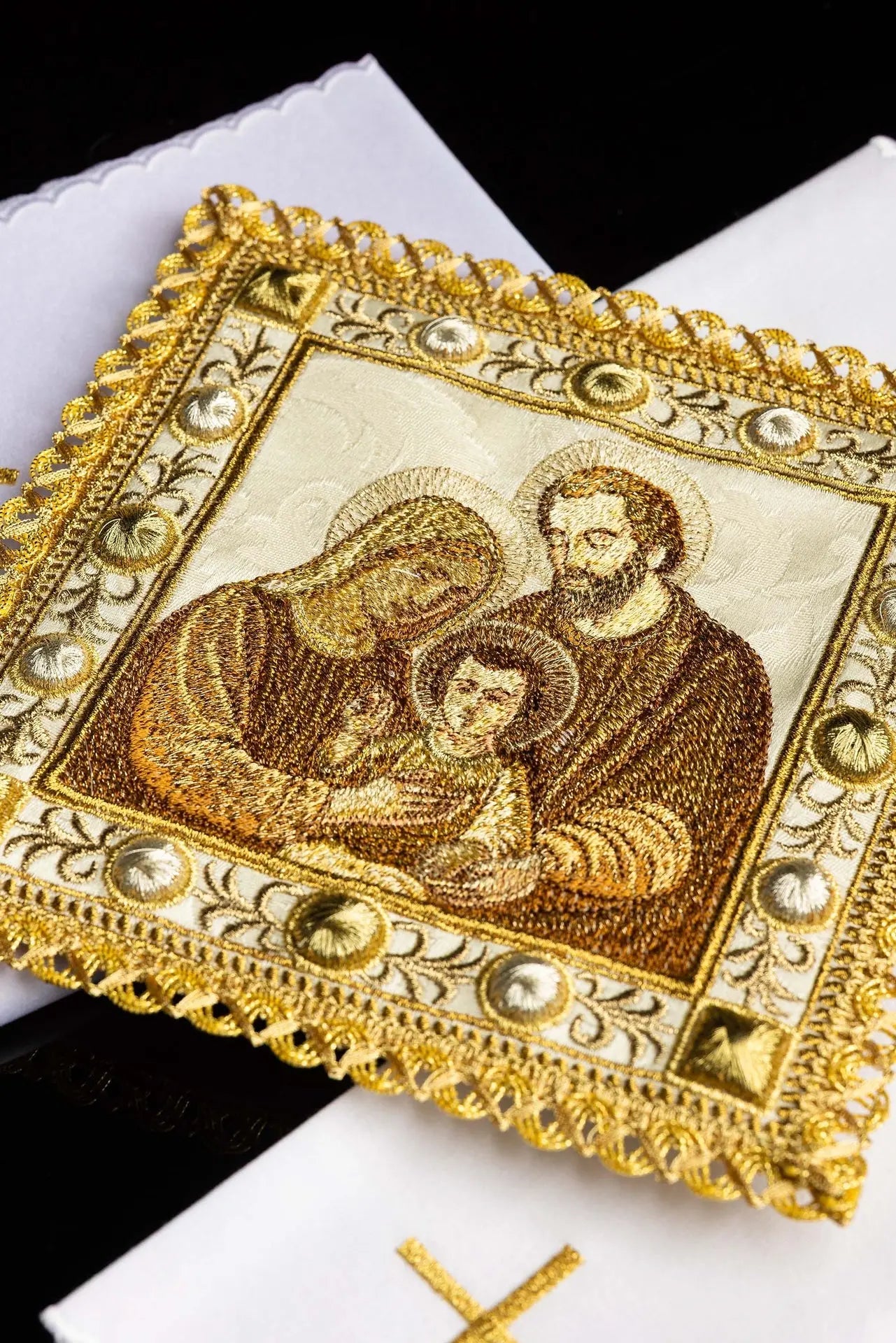 Ropa interior para cáliz para Navidad con imagen de la Sagrada Familia