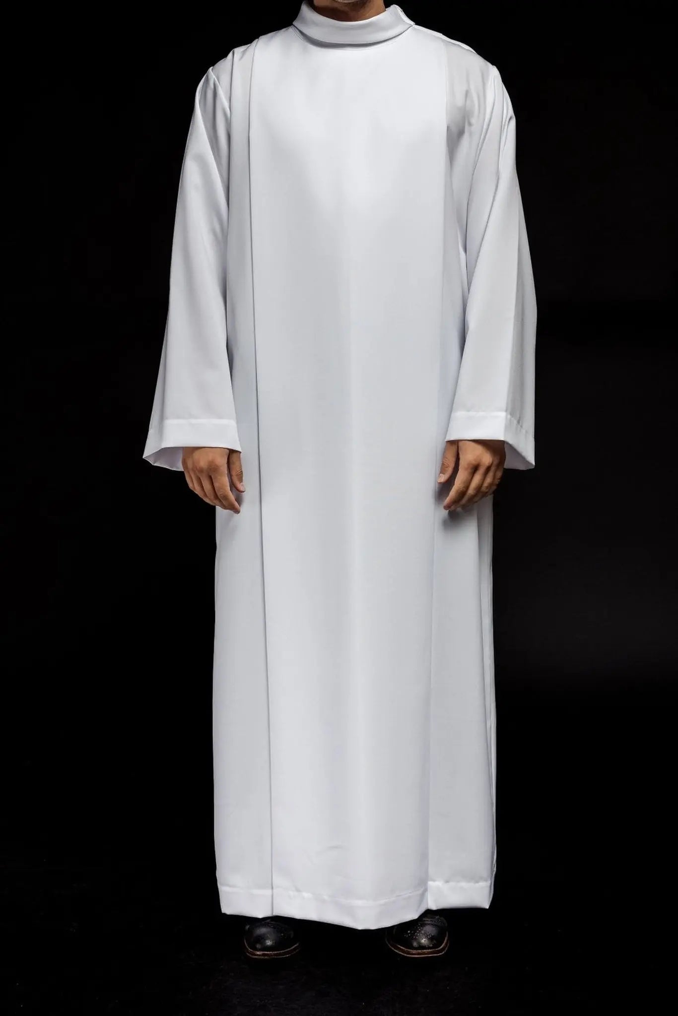 Túnica de cuello alto lisa para sacerdote Blanca