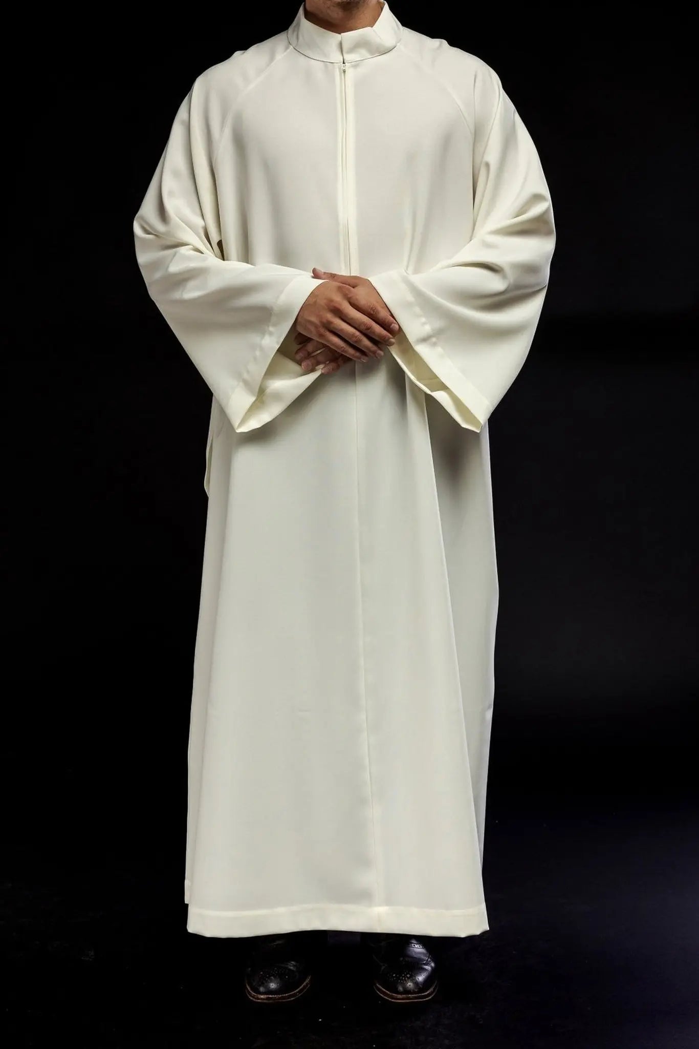 Túnica de sacerdote con cremallera frontal Ecru