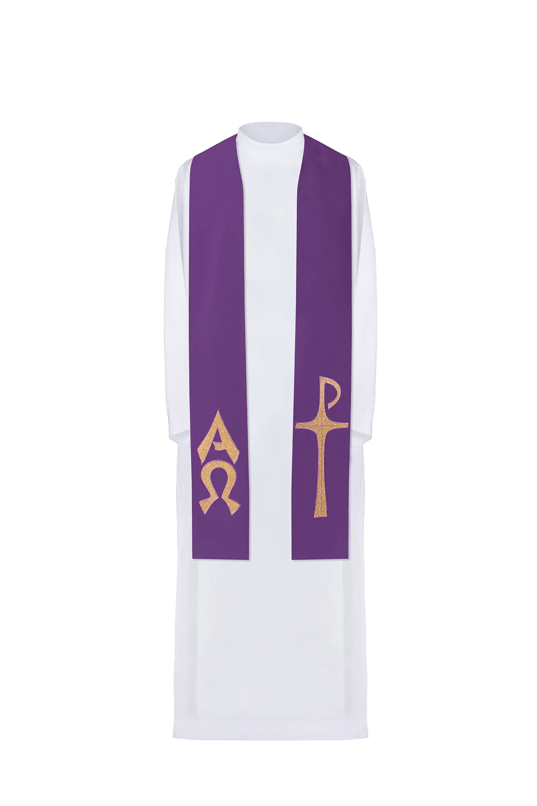 Alpha and Omega embroidered priest's stole Purple - HAFTINA ATELIER