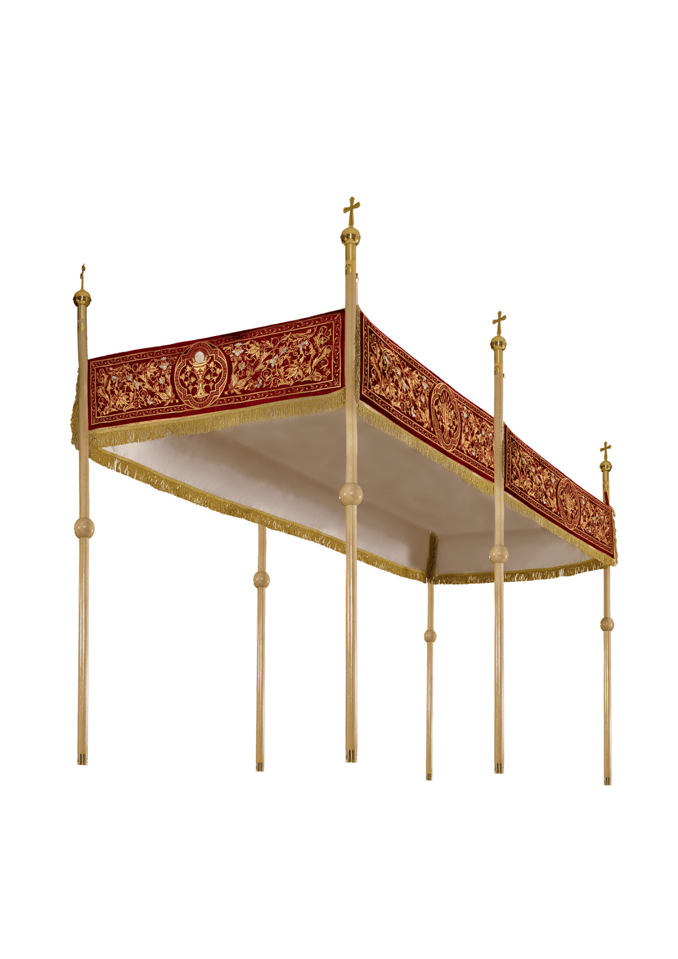 Baldachim na 6 drzewców haftowany na aksamicie