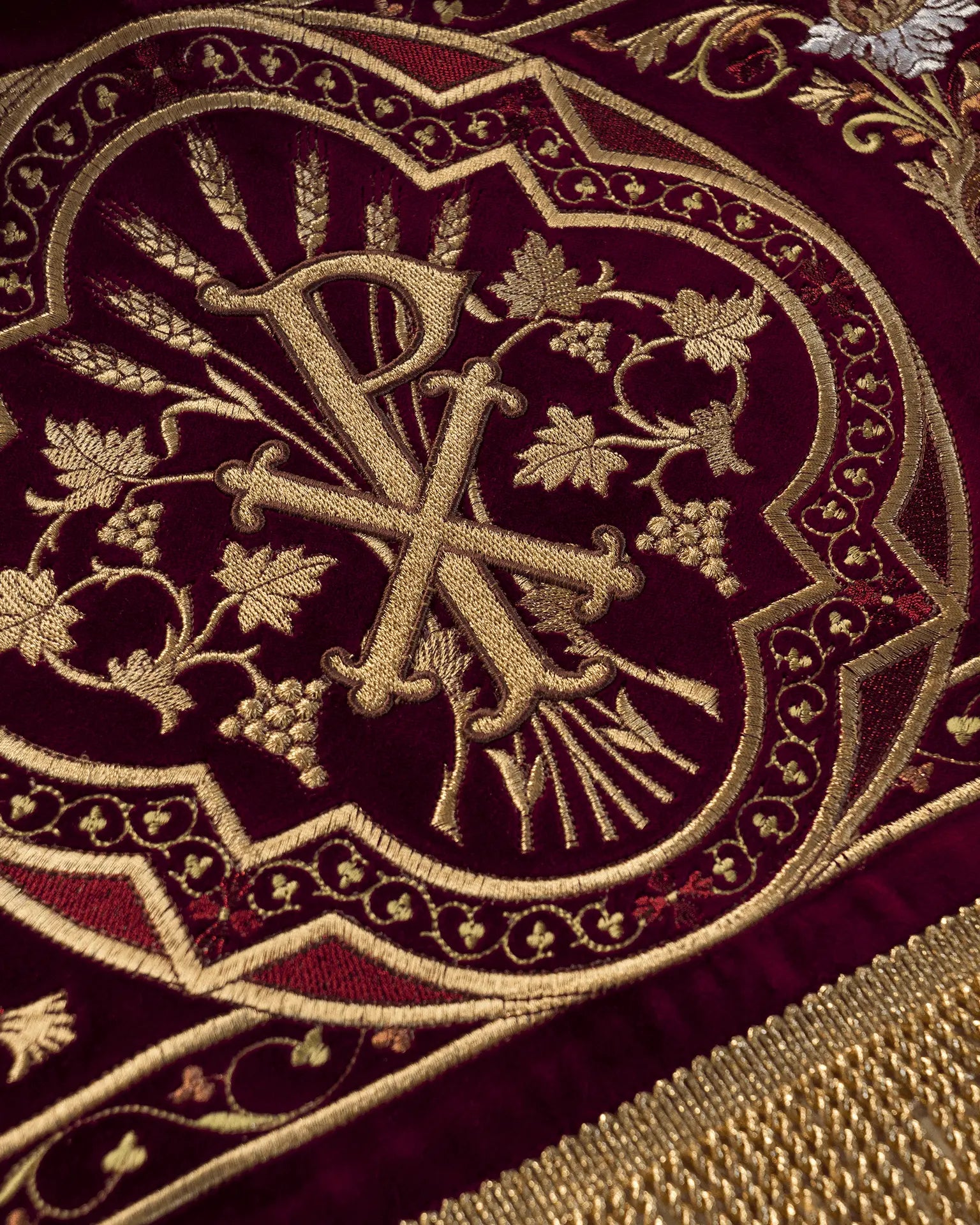 Embroidered baldachin on velvet