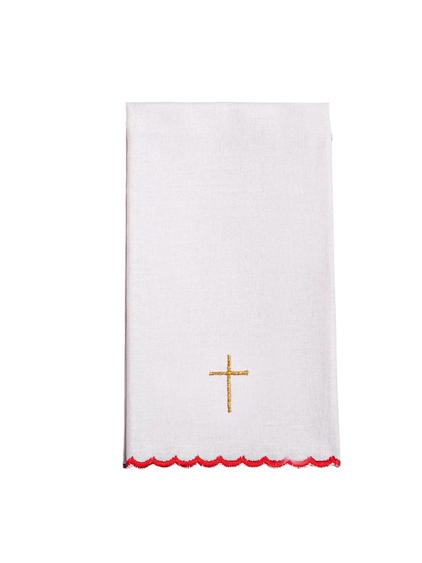 Embroidered chalice linen Red IHS