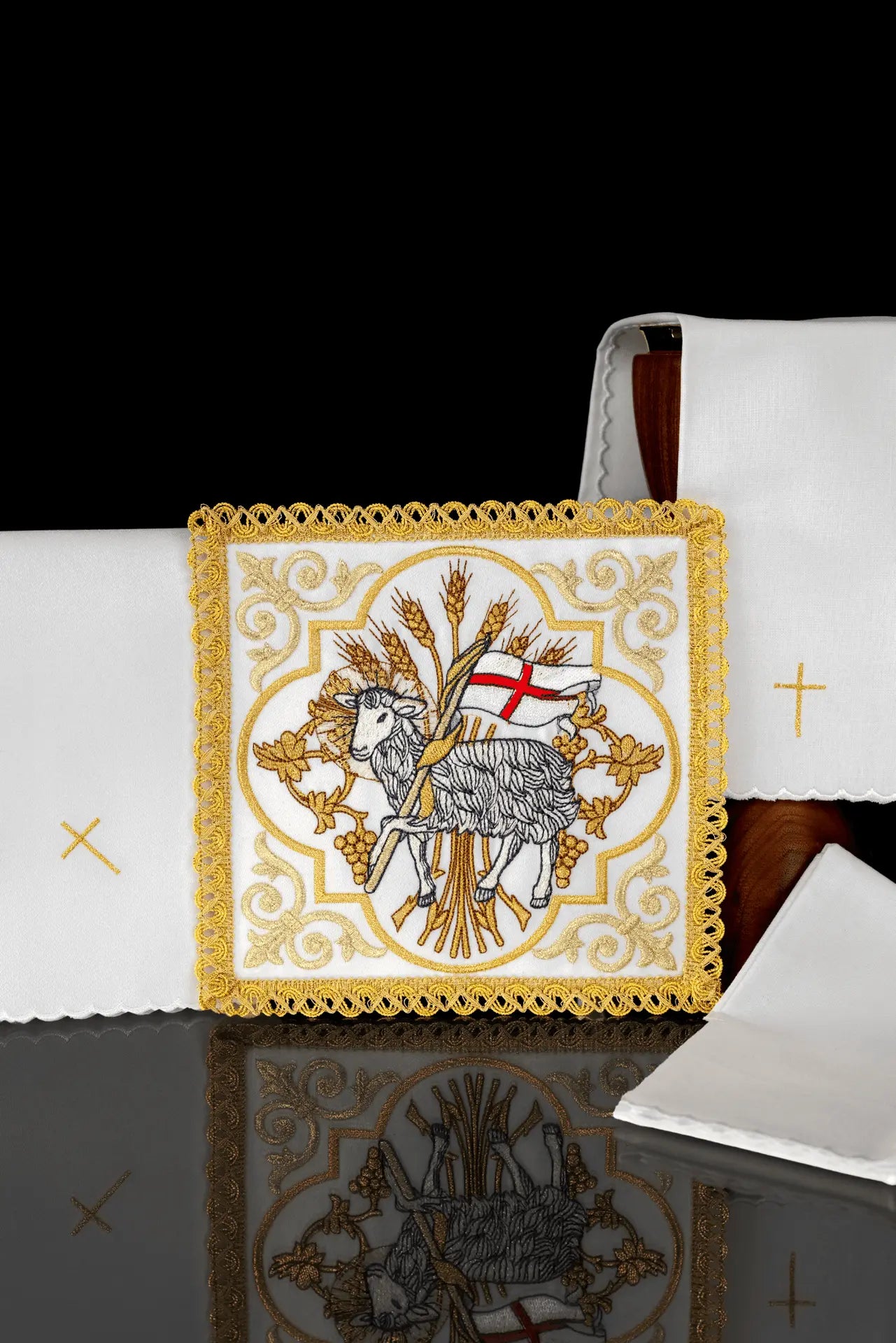 Easter Embroidered Chalice Linen Set with the Lamb of God