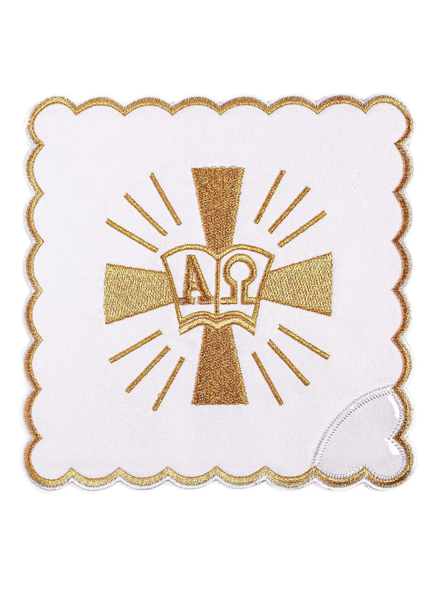 Lencería de cáliz Cruz y Alfa Omega