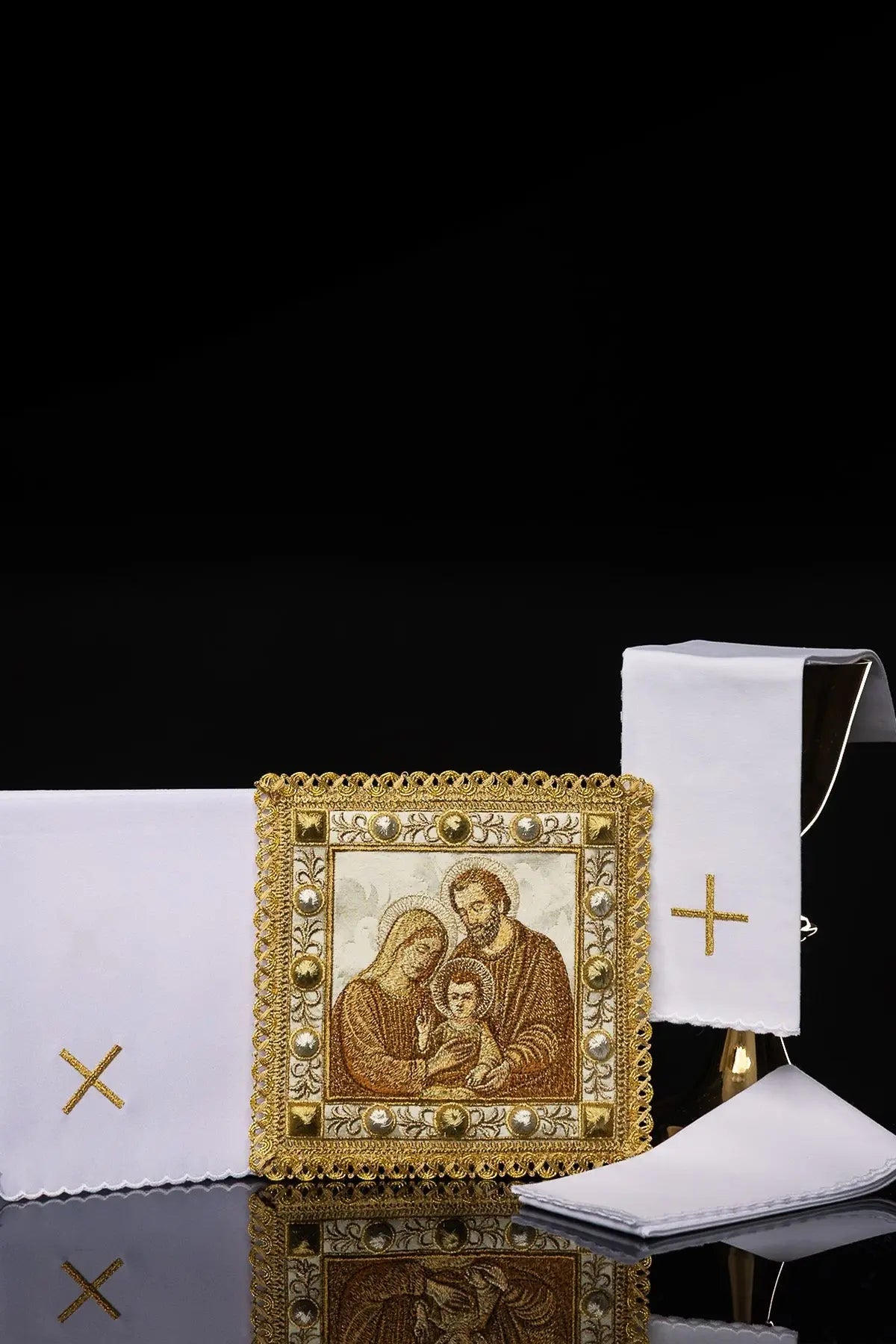Ropa interior para cáliz para Navidad con imagen de la Sagrada Familia