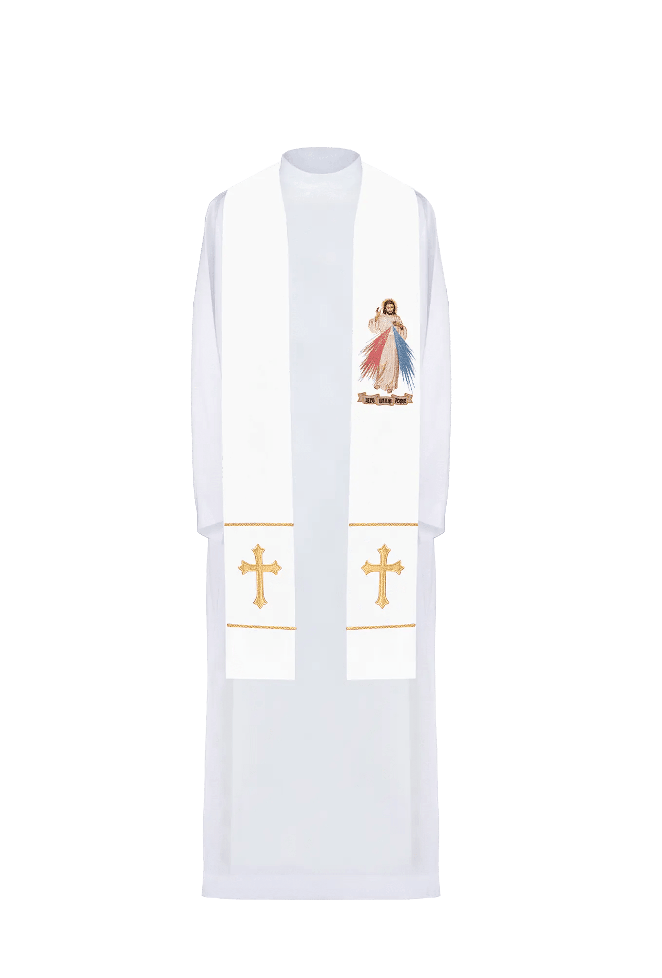 Chaplain's stole white Jesus the Merciful - HAFTINA ATELIER