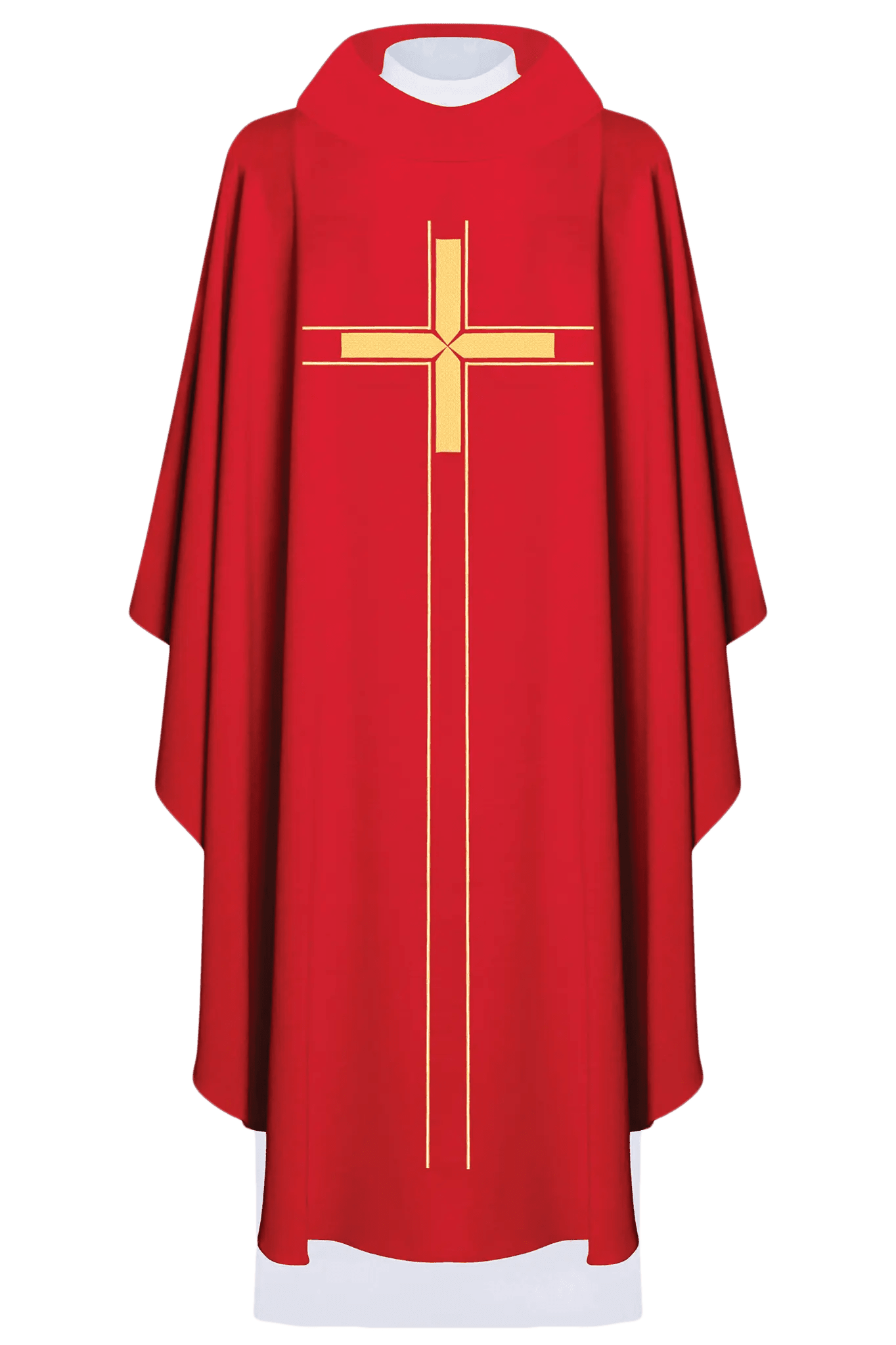 Casulla roja bordada con diseño minimalista
