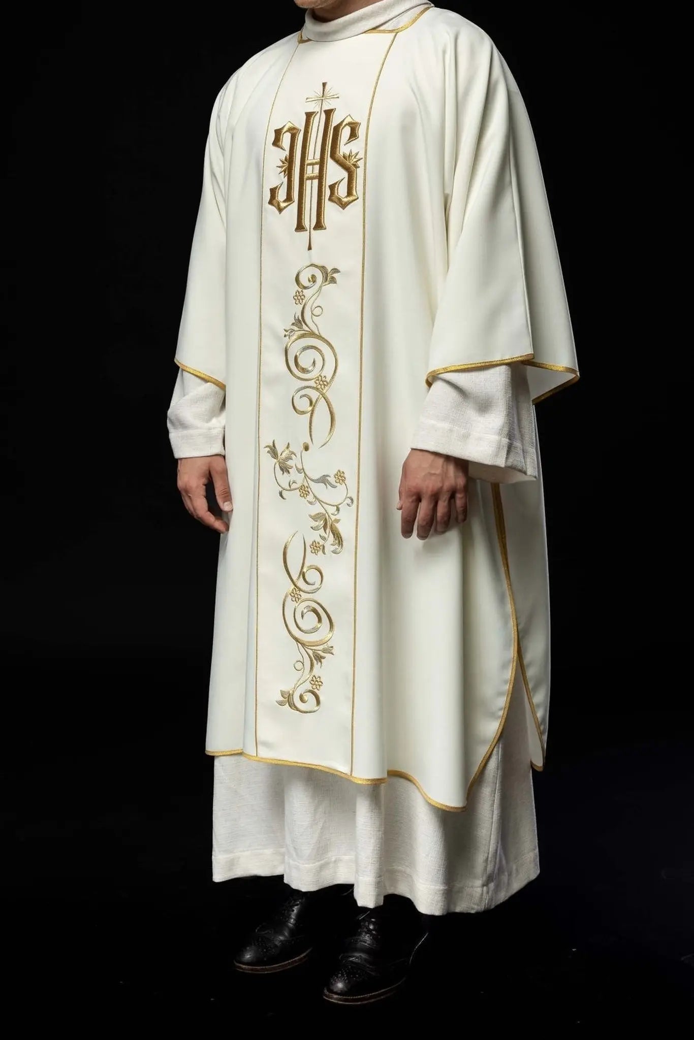 Ecru Dalmatic with Embroidered IHS Band