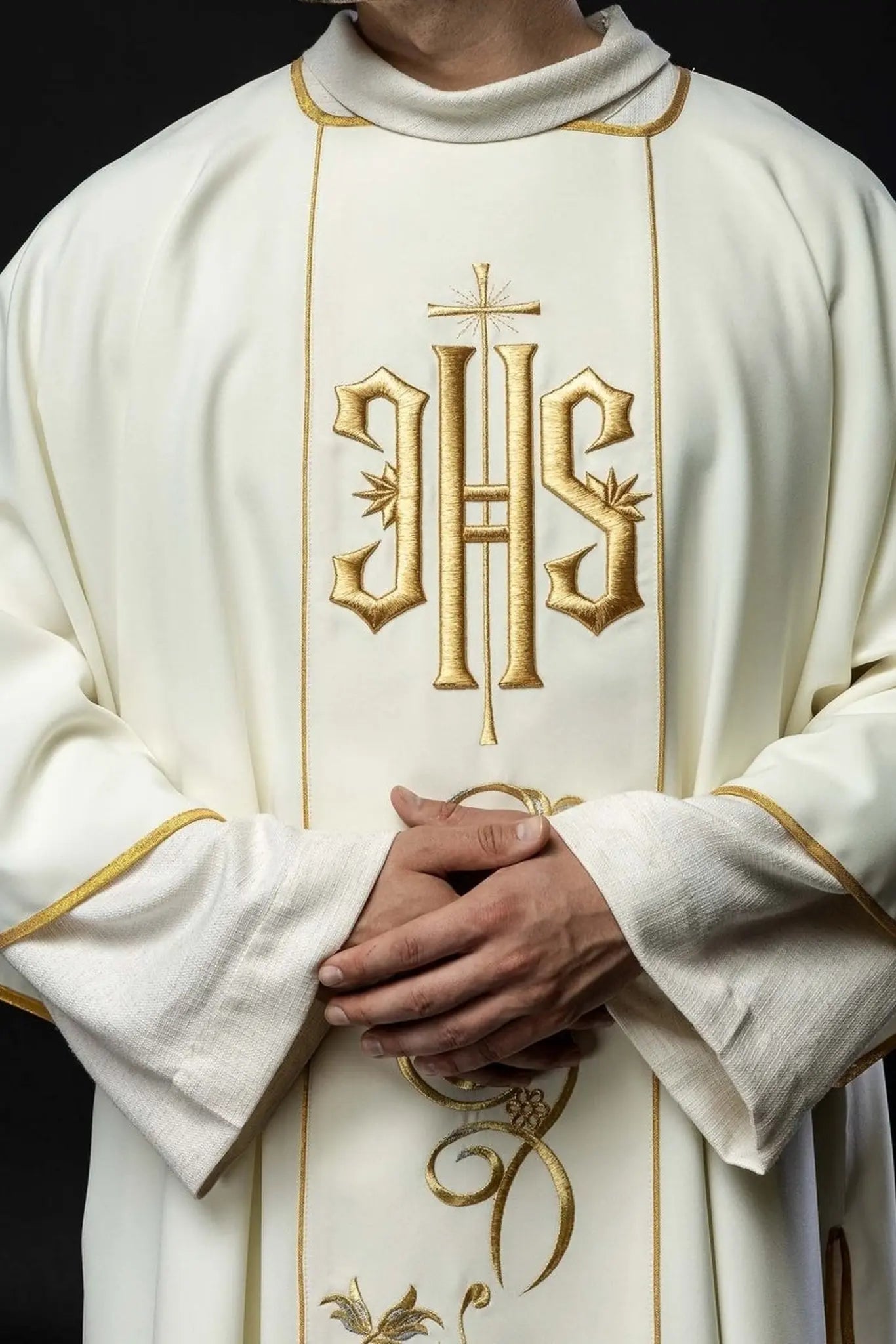 Ecru Dalmatic with Embroidered IHS Band