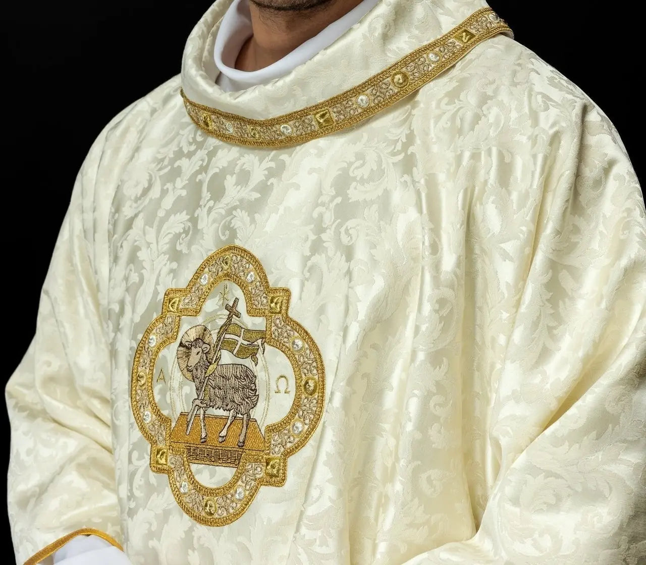Dalmatic with Easter Lamb Embroidery on Decorative Fabric