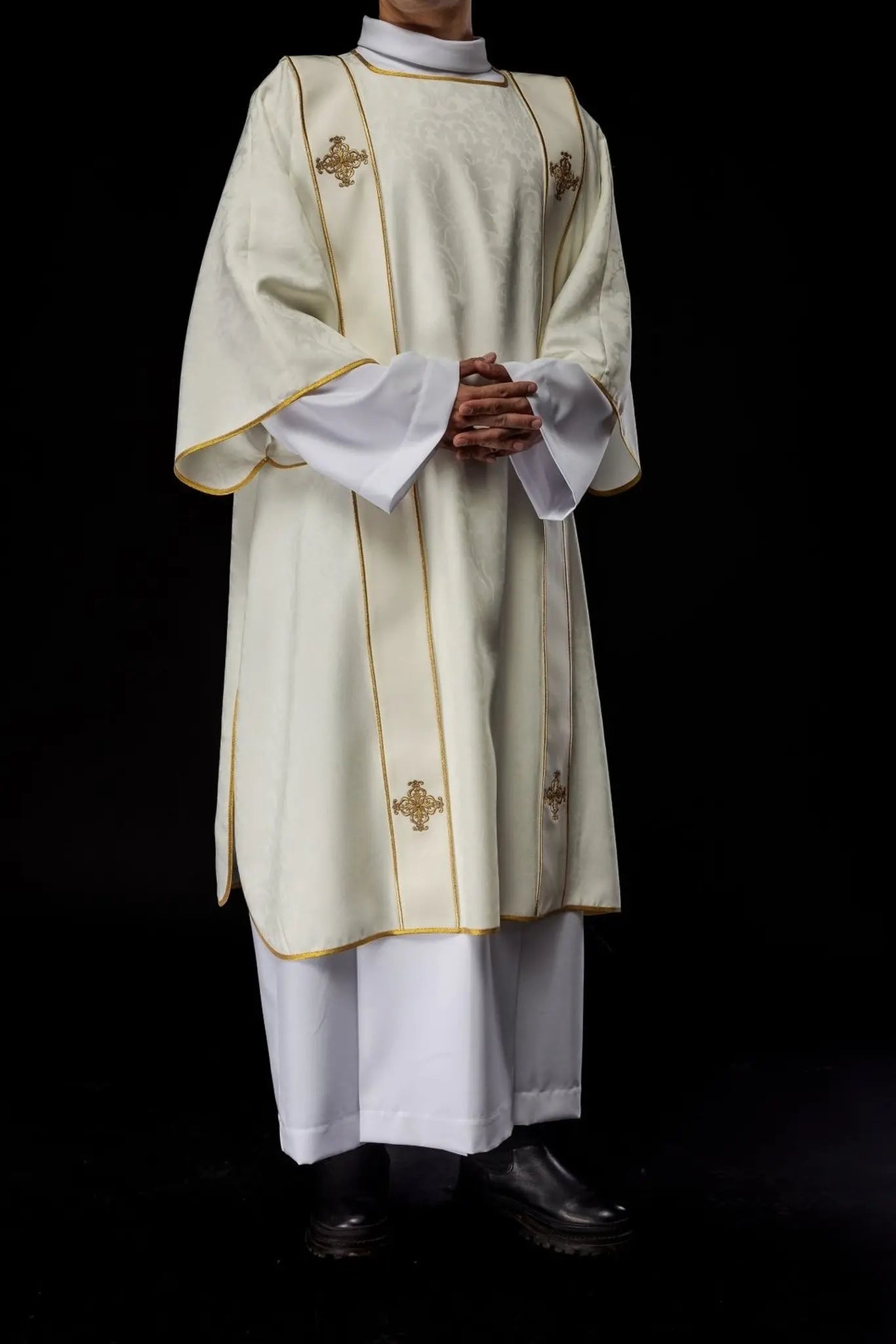 Dalmatics with Bands and Gold Embroidered Crosses on Ecru Jacquard