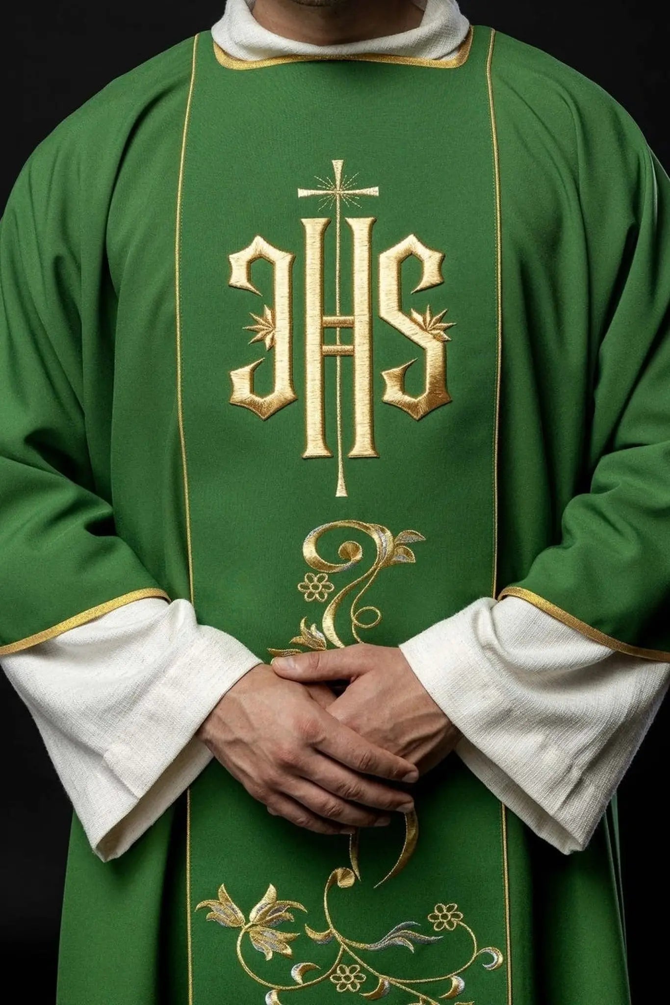 Green Dalmatic with Embroidered IHS Band