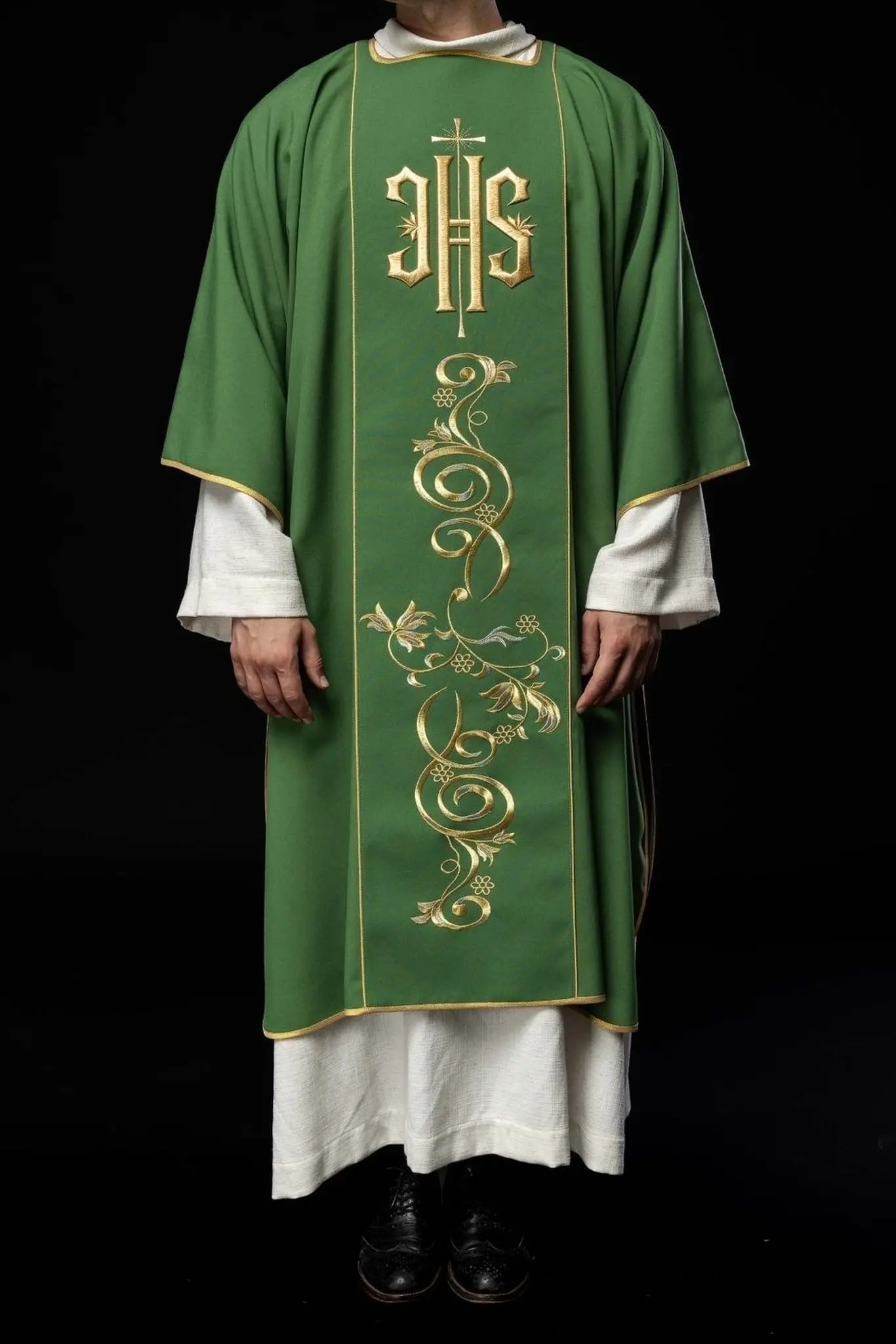 Green Dalmatic with Embroidered IHS Band