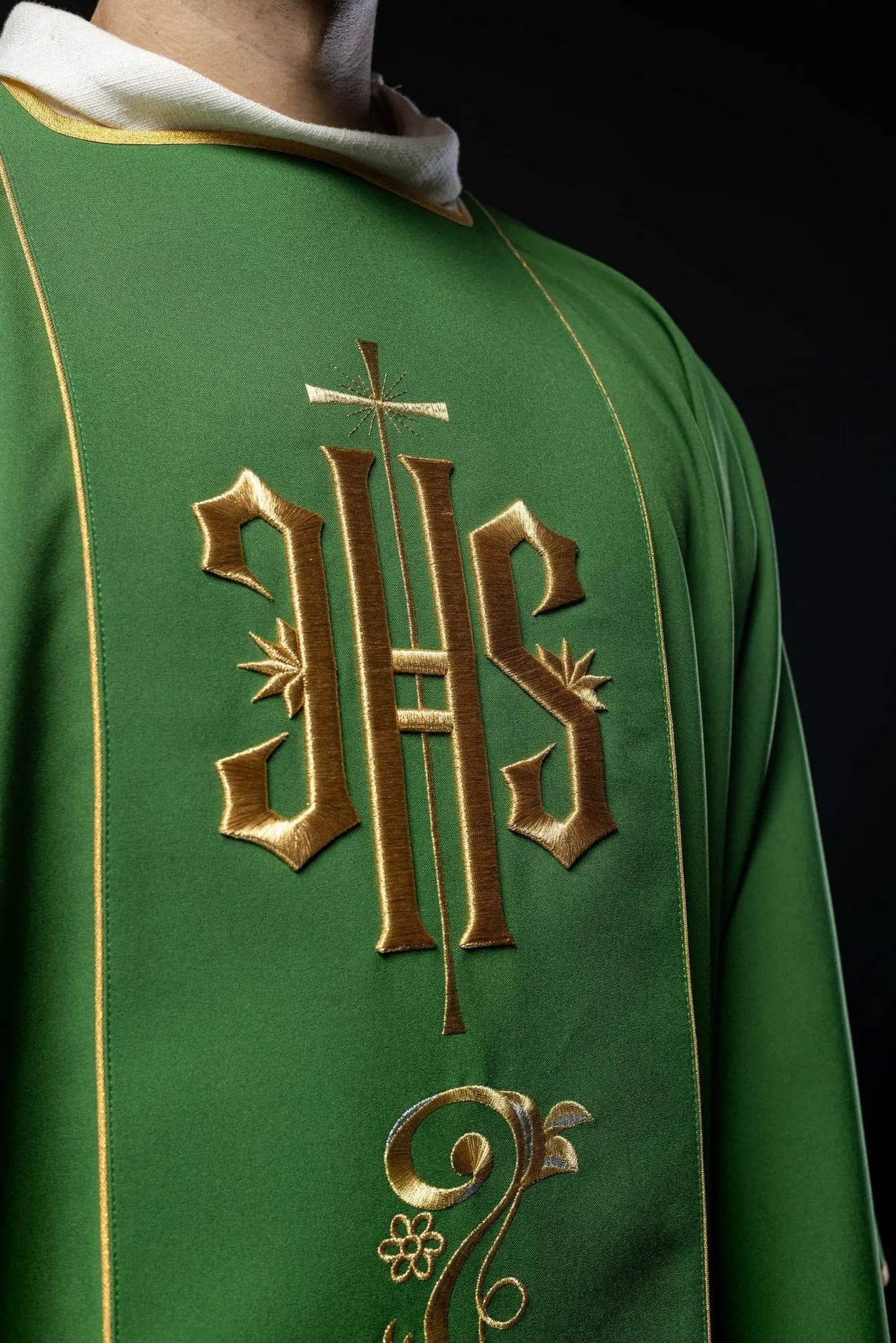 Green Dalmatic with Embroidered IHS Band