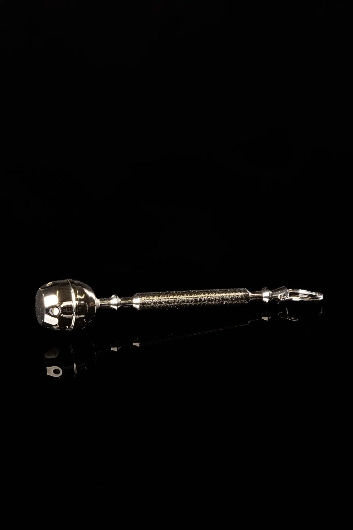 Plateado hisopo metálico con estuche, 17 cm, sin motivo, vista lateral completa