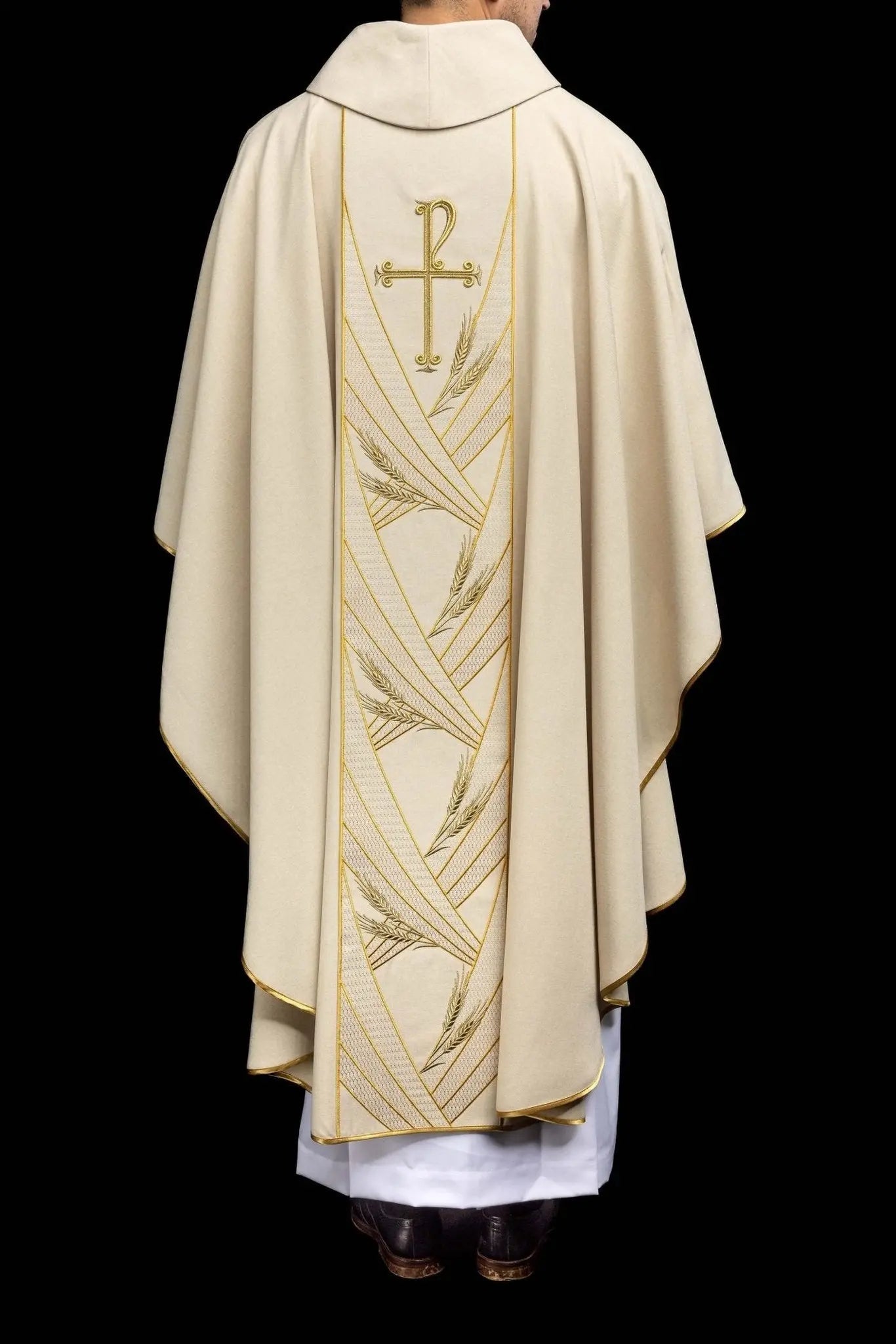 Ecru Chasuble with Embroidered PAX Band - HAFTINA ATELIER