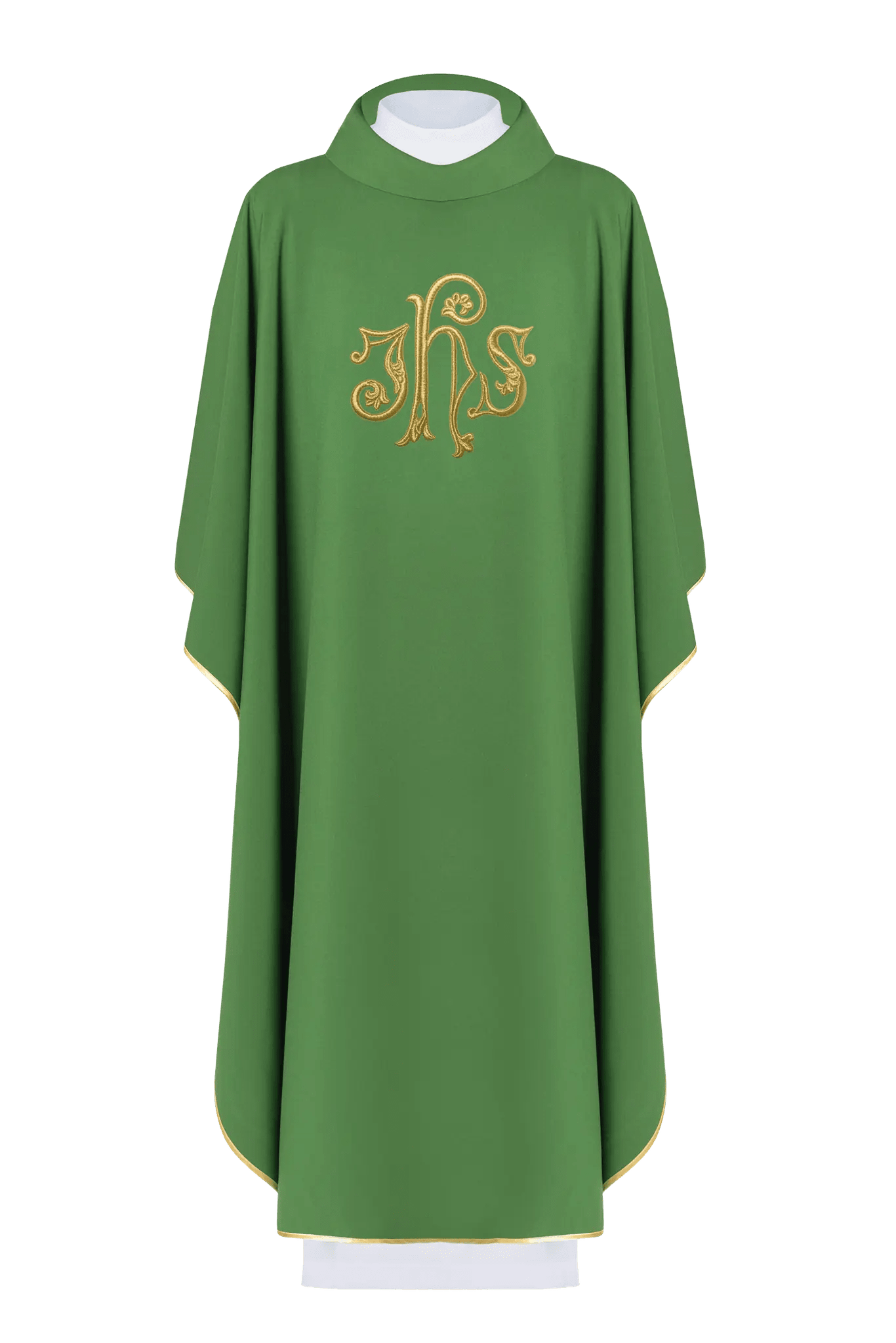 Embroidered chasuble with IHS symbol Green - HAFTINA ATELIER