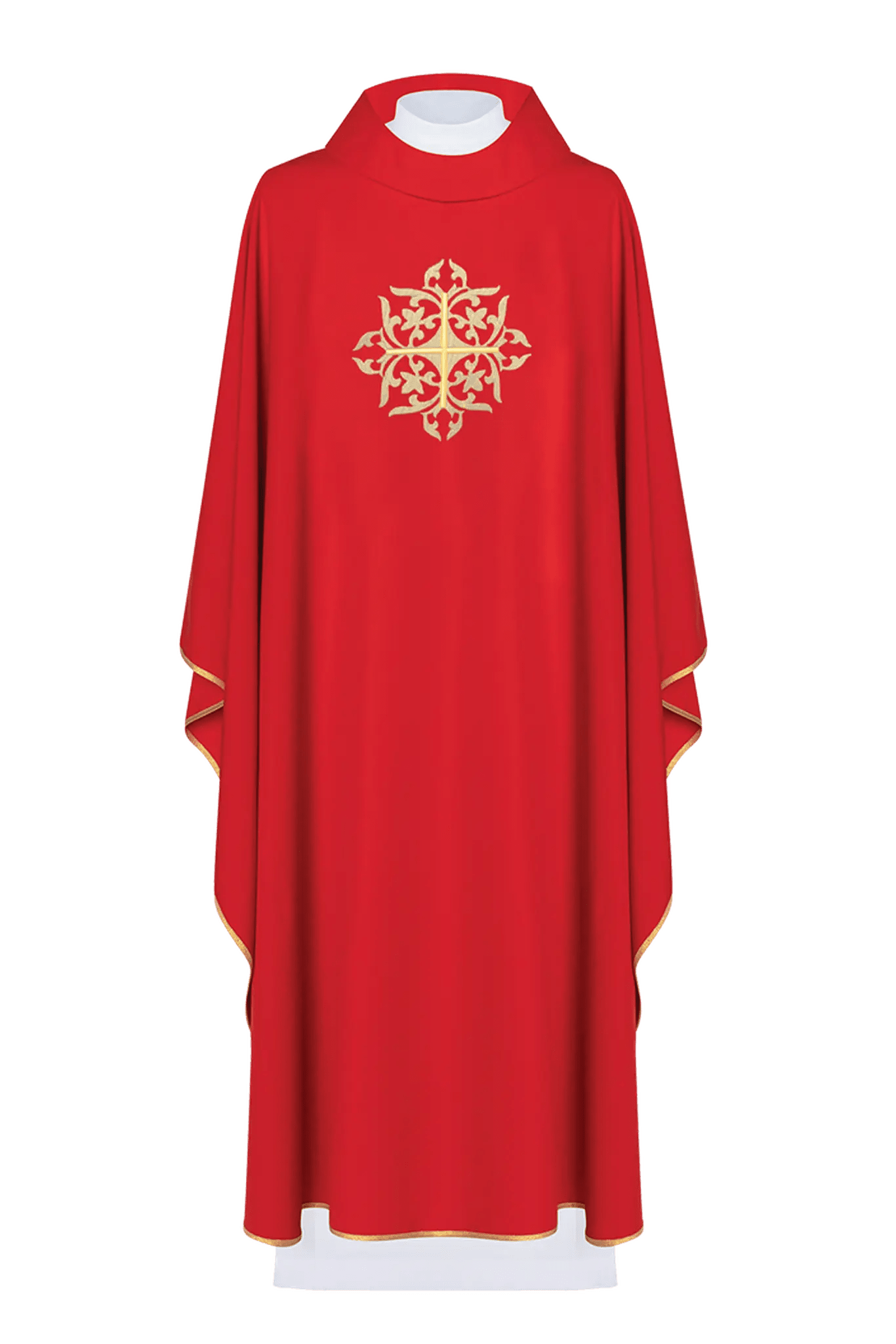 Embroidered Red Chasuble with Decorated Cross - HAFTINA ATELIER