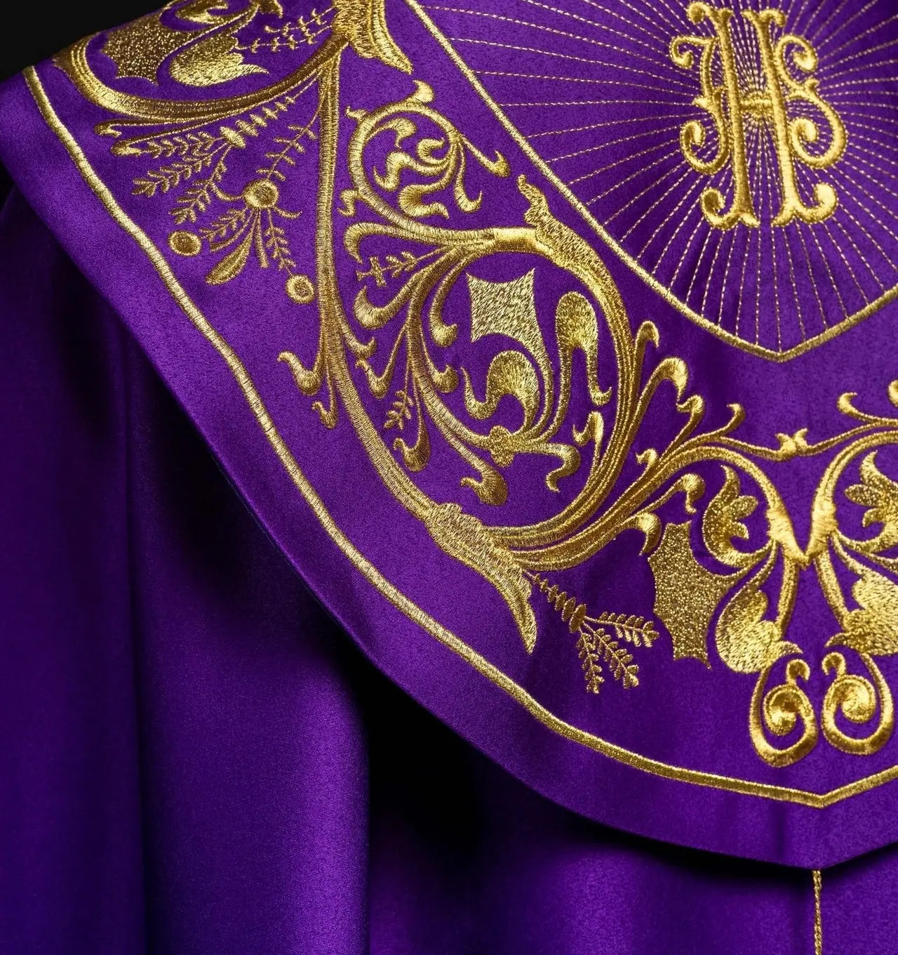 Purple liturgical chapel with gold IHS monogram