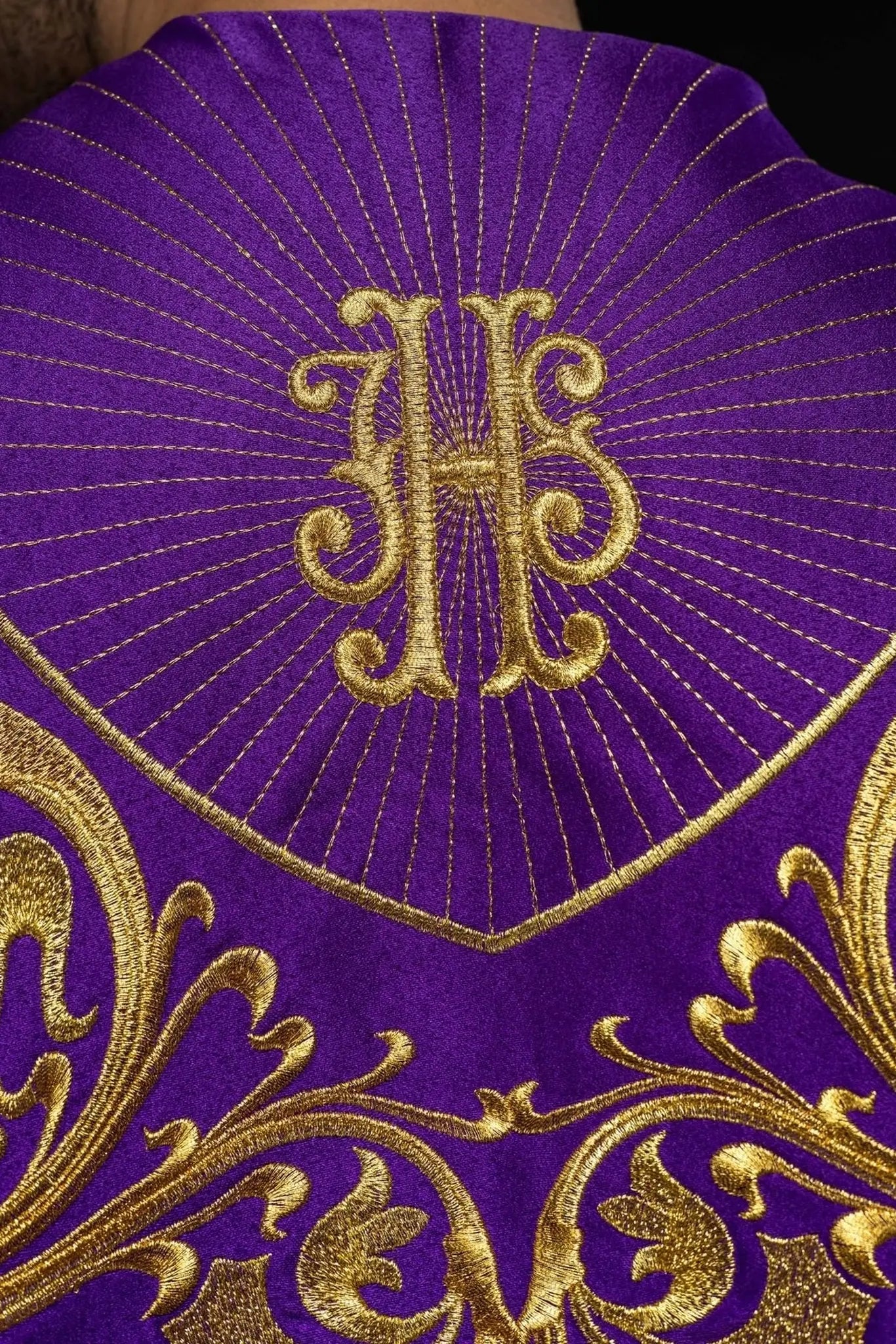 Purple liturgical chapel with gold IHS monogram