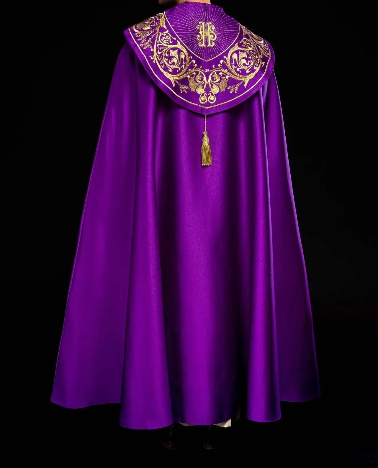 Purple liturgical chapel with gold IHS monogram