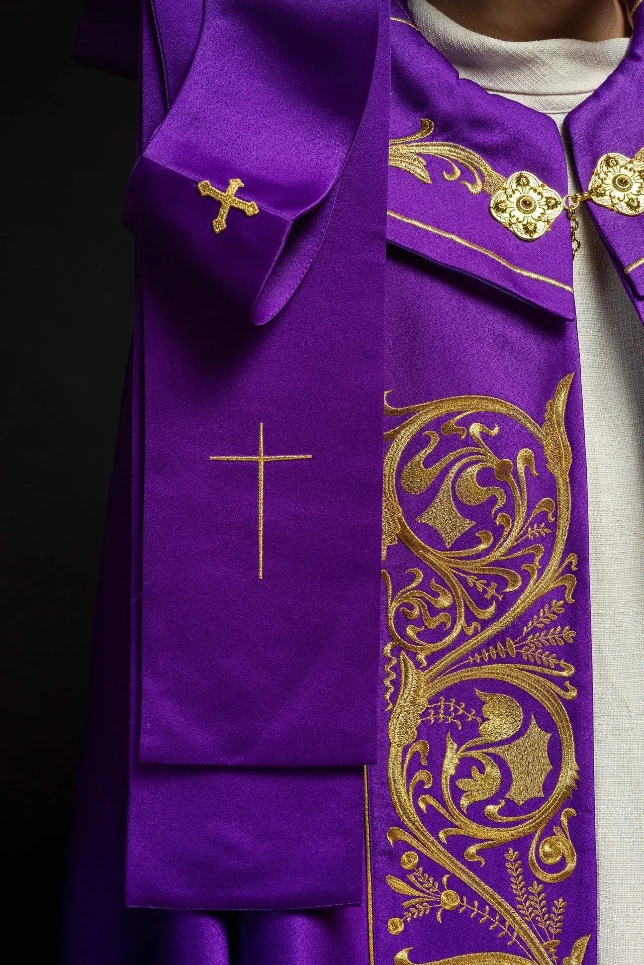 Purple liturgical chapel with gold IHS monogram