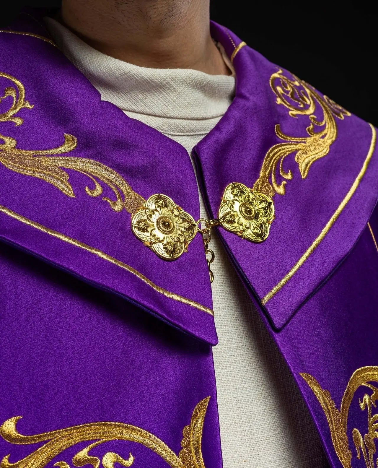 Purple liturgical chapel with gold IHS monogram