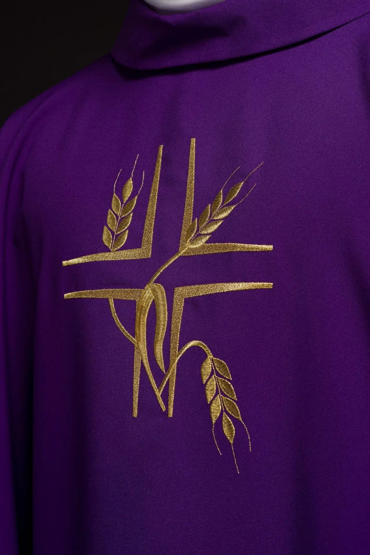 Purple chasuble with embroidery of the Cross and Spikes