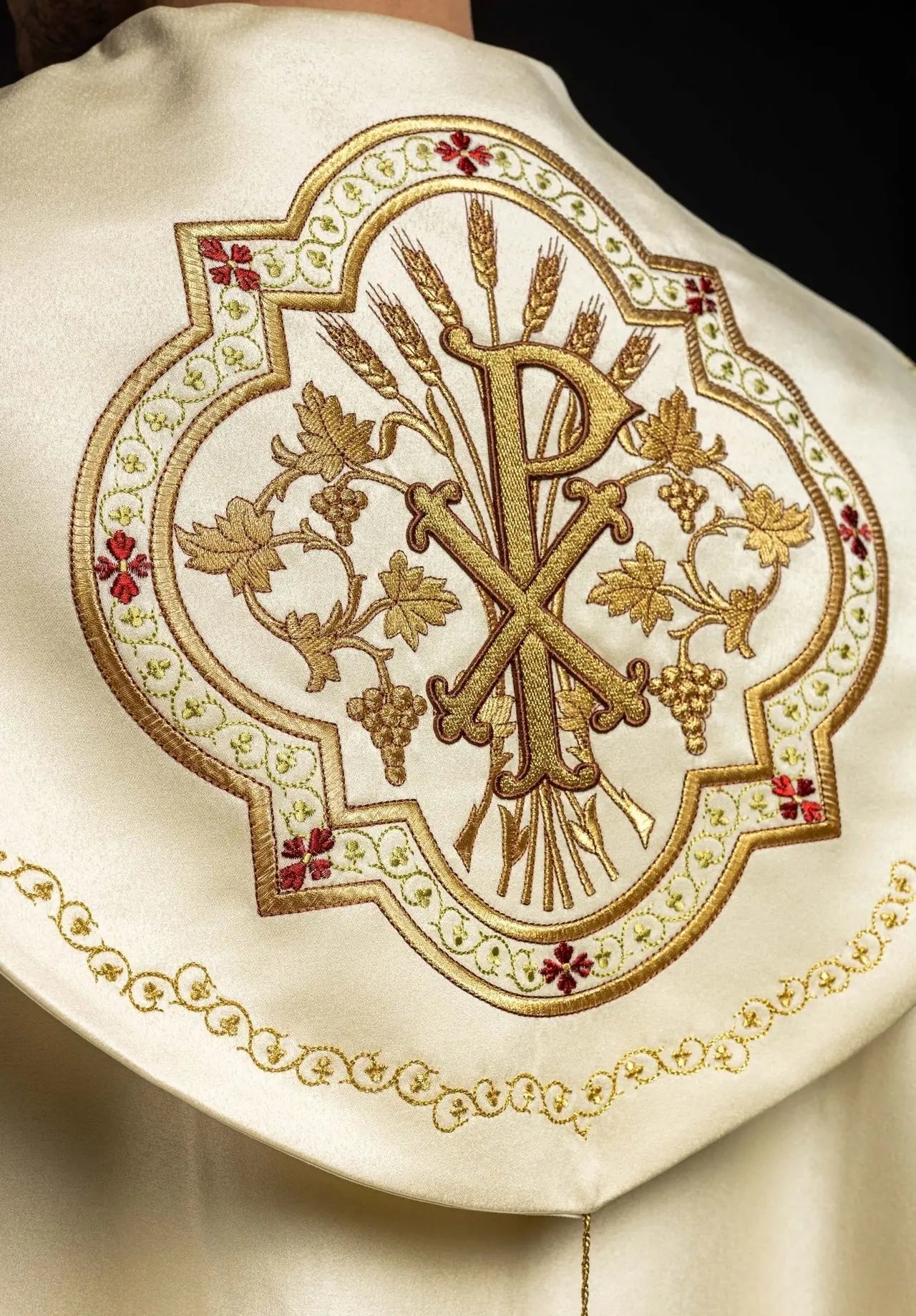 Eucharistic cap with PAX monogram ecru