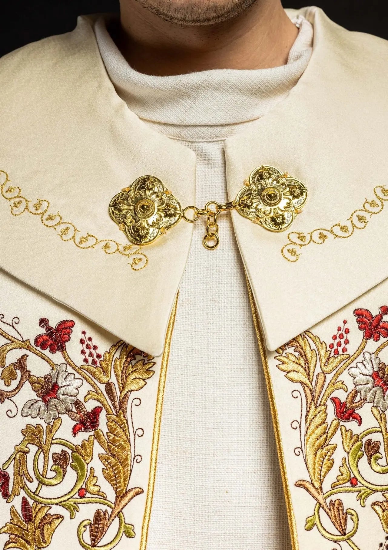Eucharistic cap with PAX monogram ecru