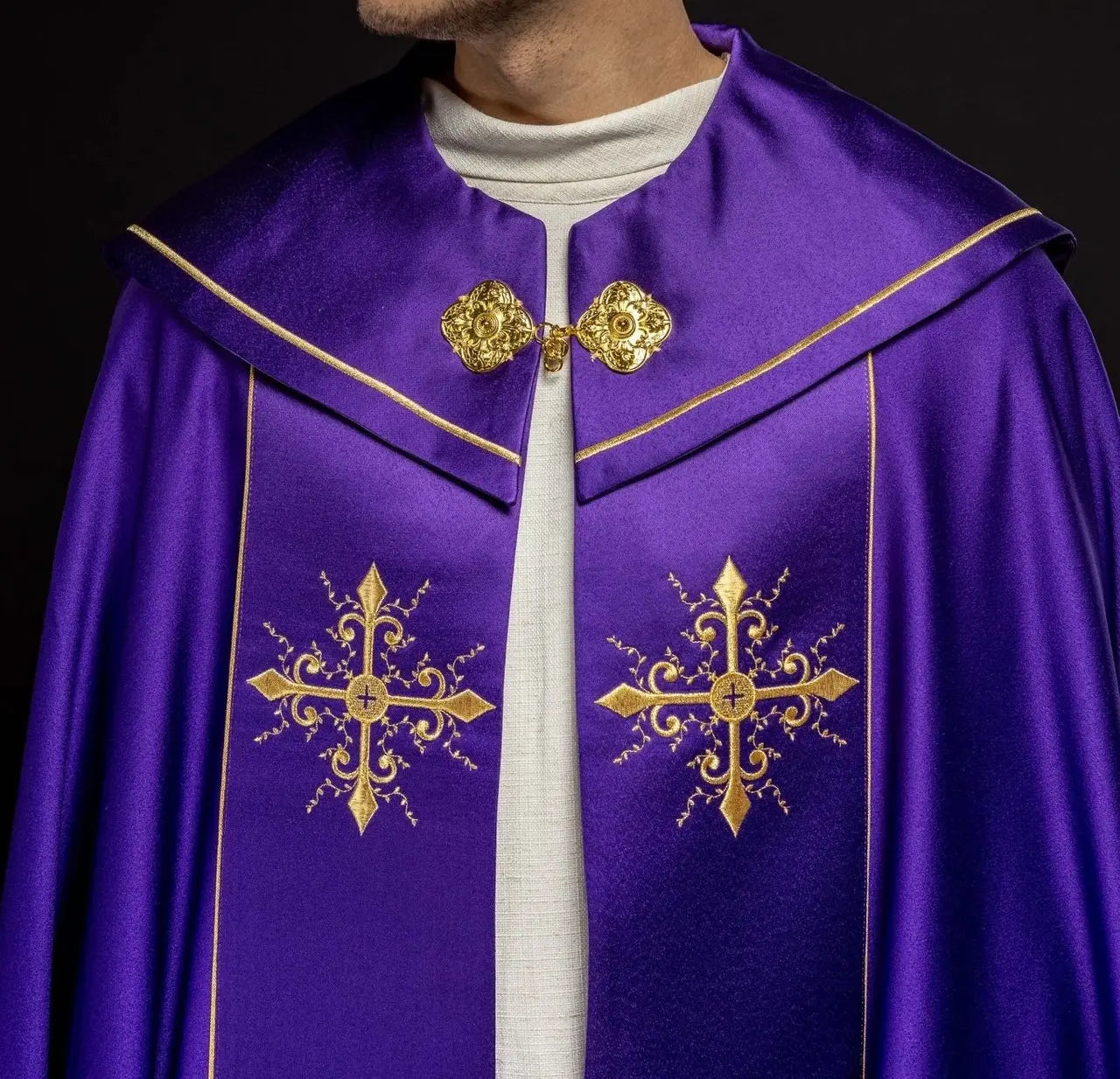 Embroidered liturgical cape purple