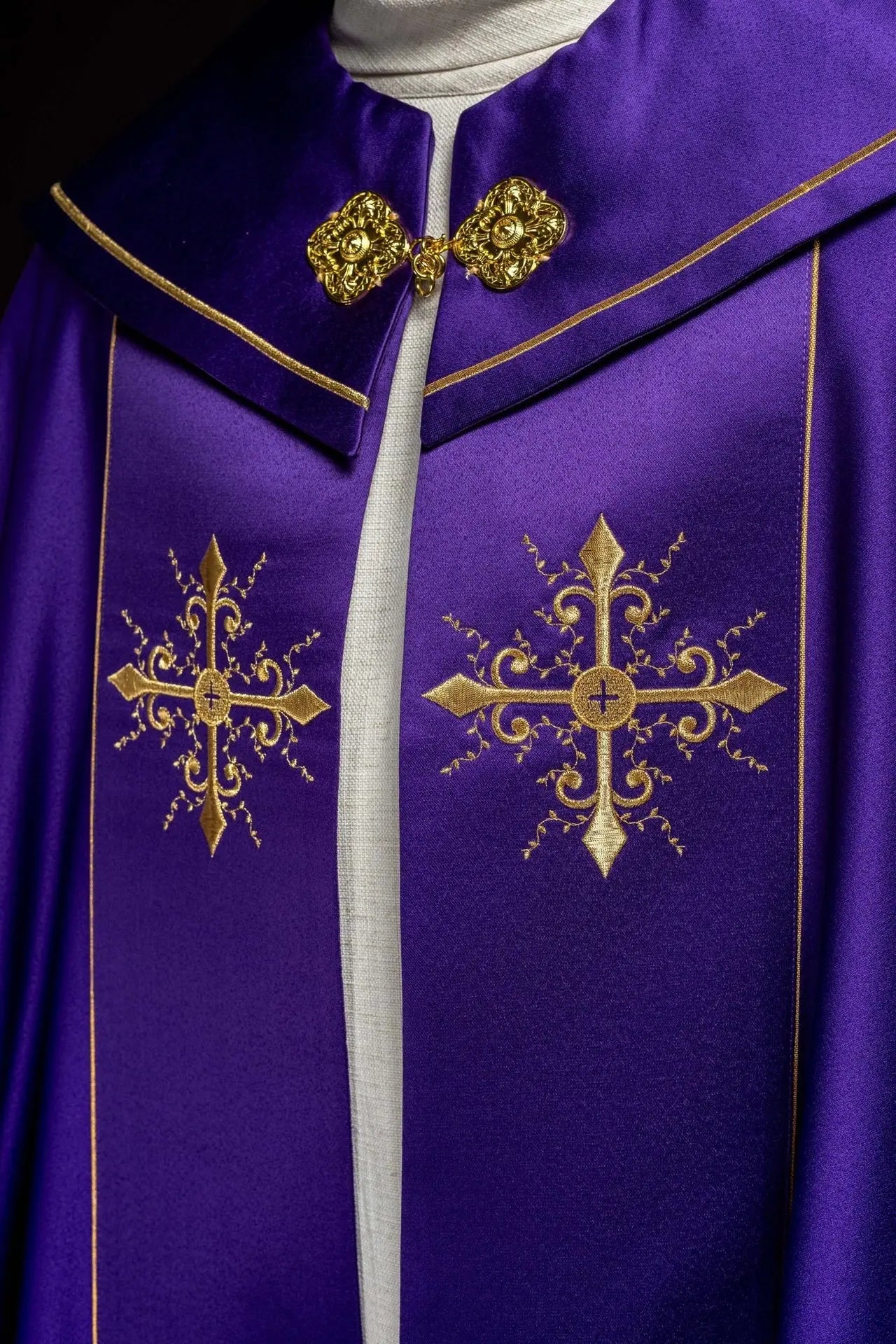 Embroidered liturgical cape purple