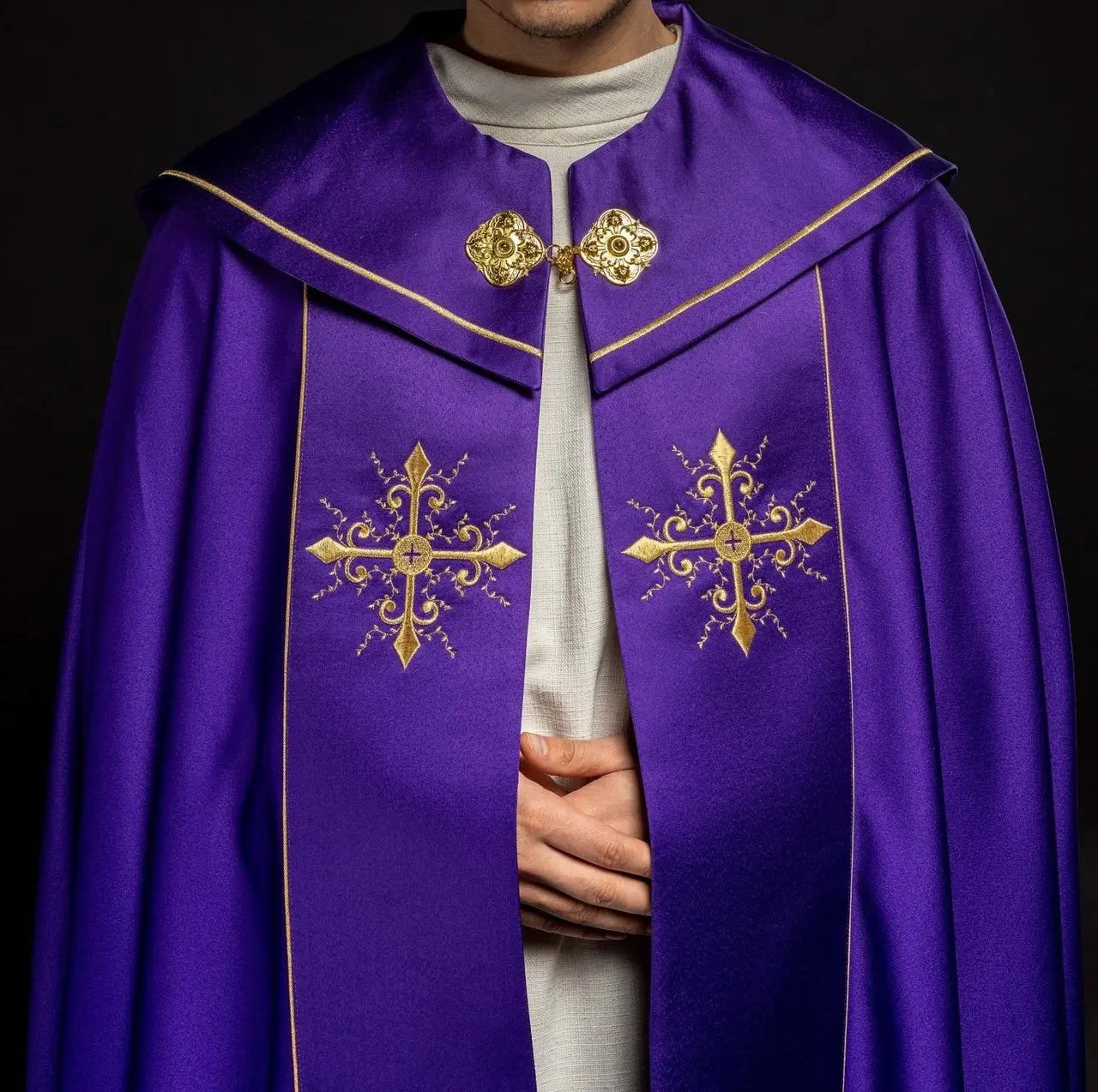 Embroidered liturgical cape purple