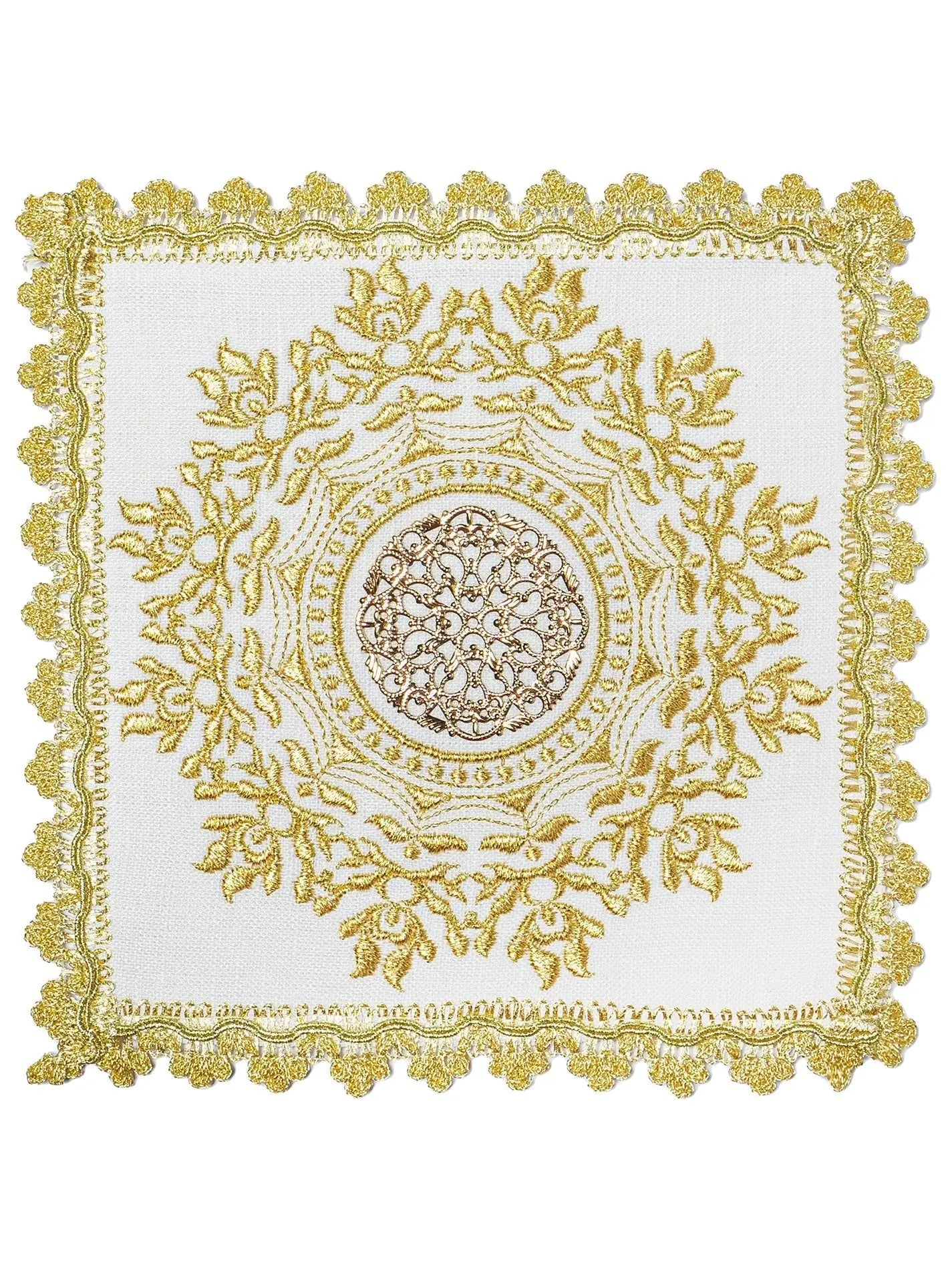 Chalice set richly embroidered with IHS motif