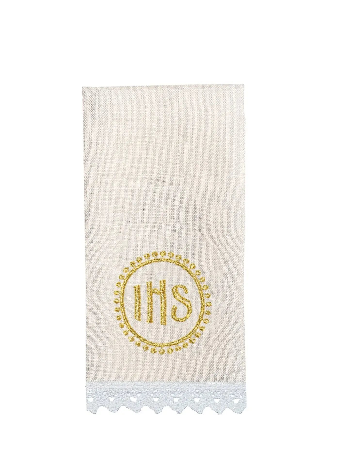 Chalice set richly embroidered with IHS motif