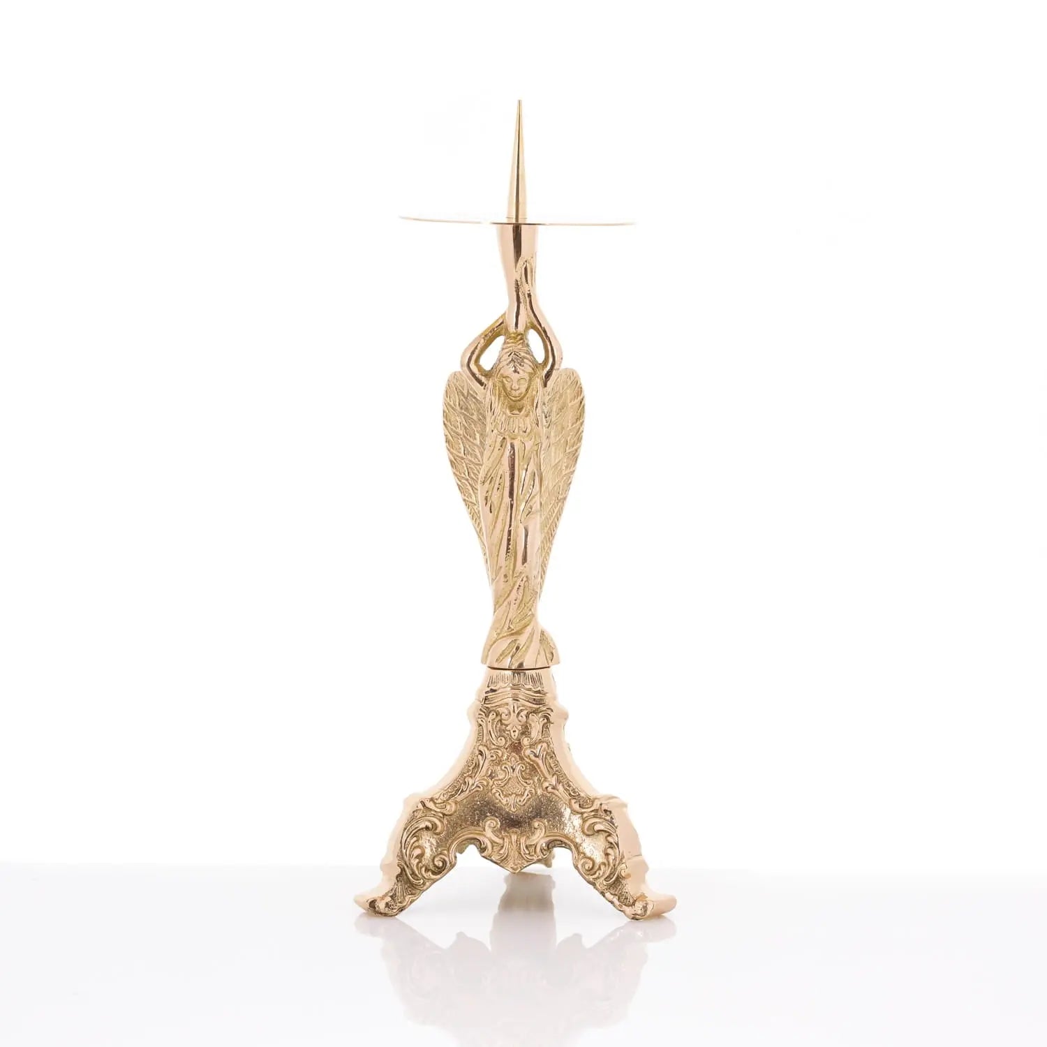 Candelabro de Altar de Latón con Asa de Ángel – 27 cm