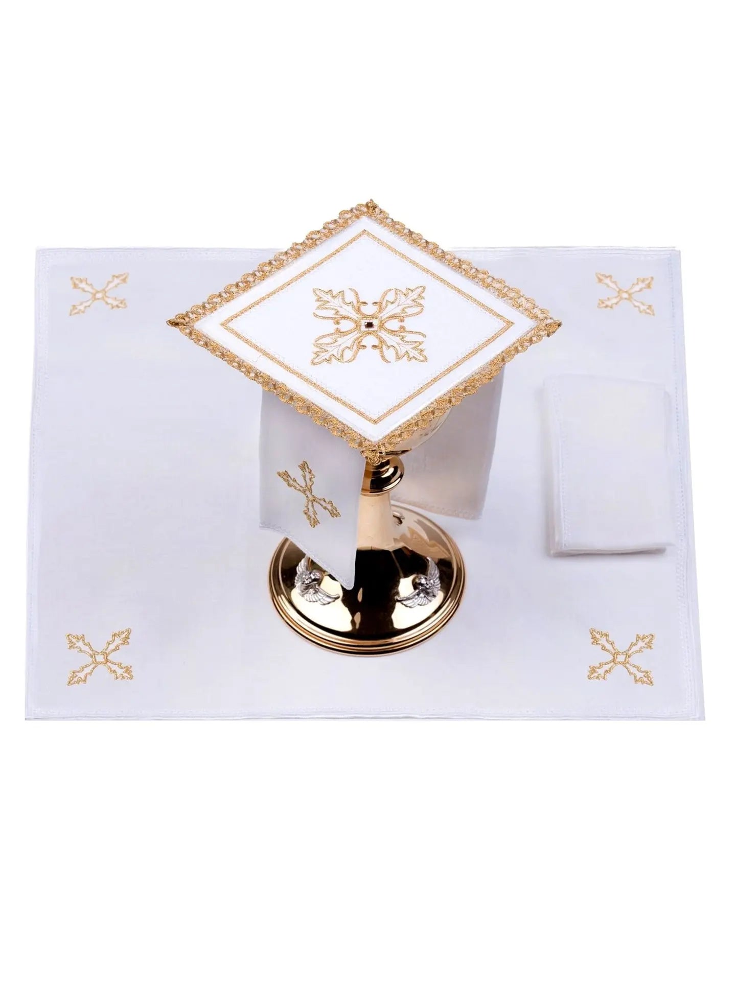 Linen chalice set with cross embroidery