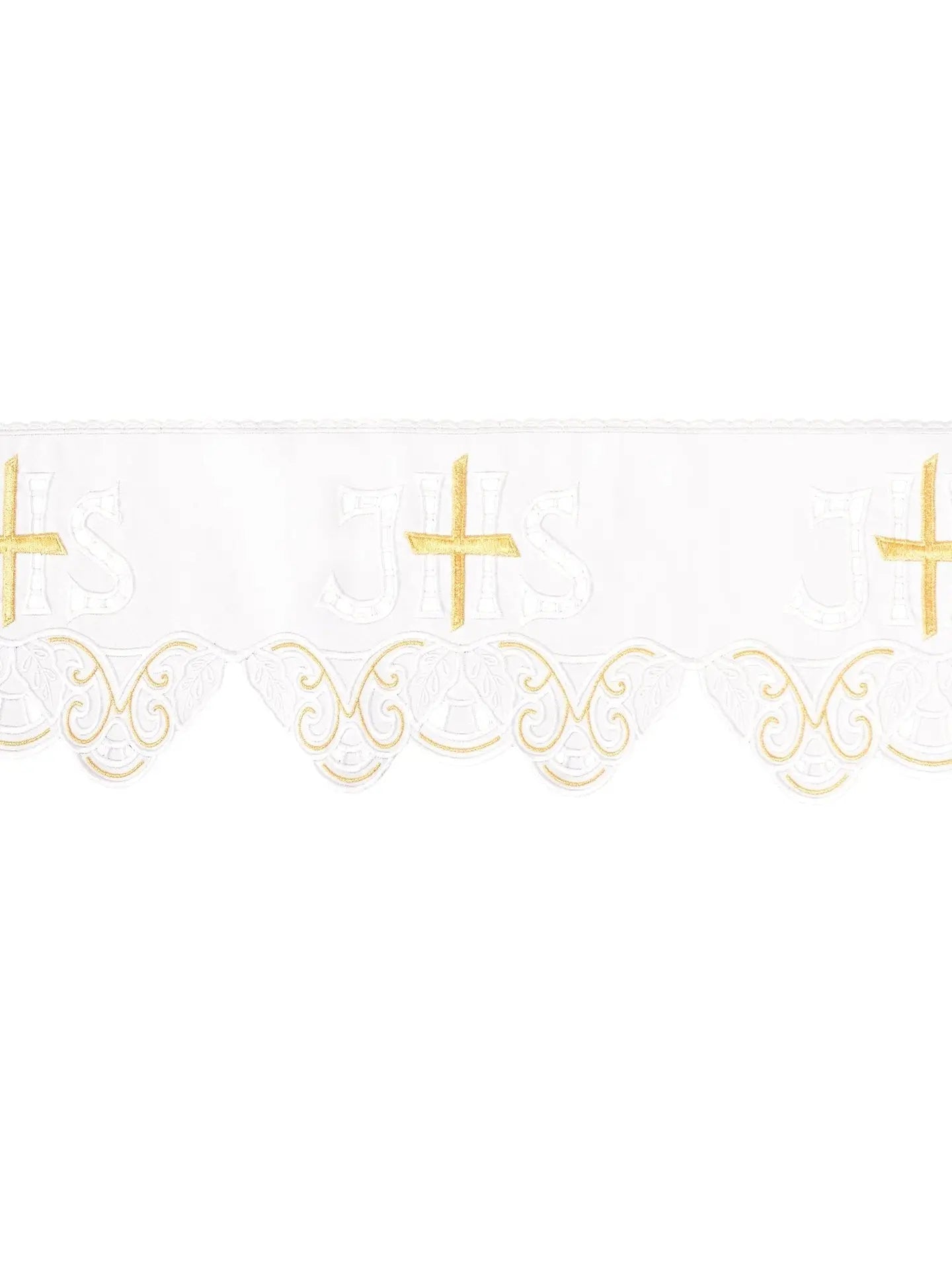 Metro con bordado frontal Cruz IHS Blanco