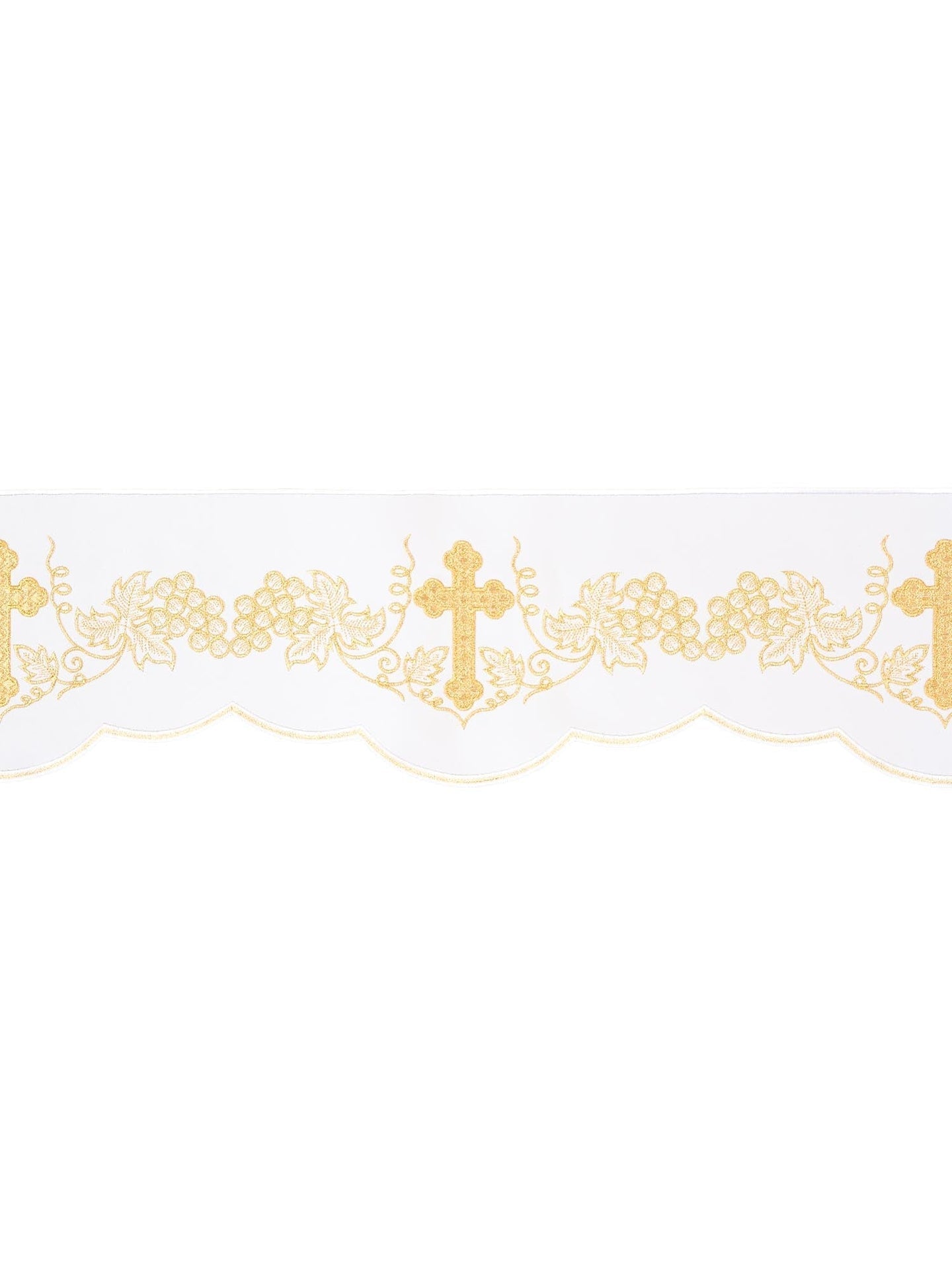 Metraż z haftem czołowym Krzyż i Winogrona Biały