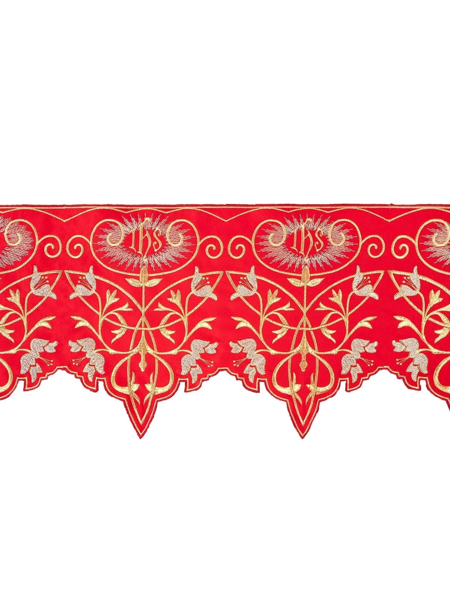 Metro con monograma IHS en rojo