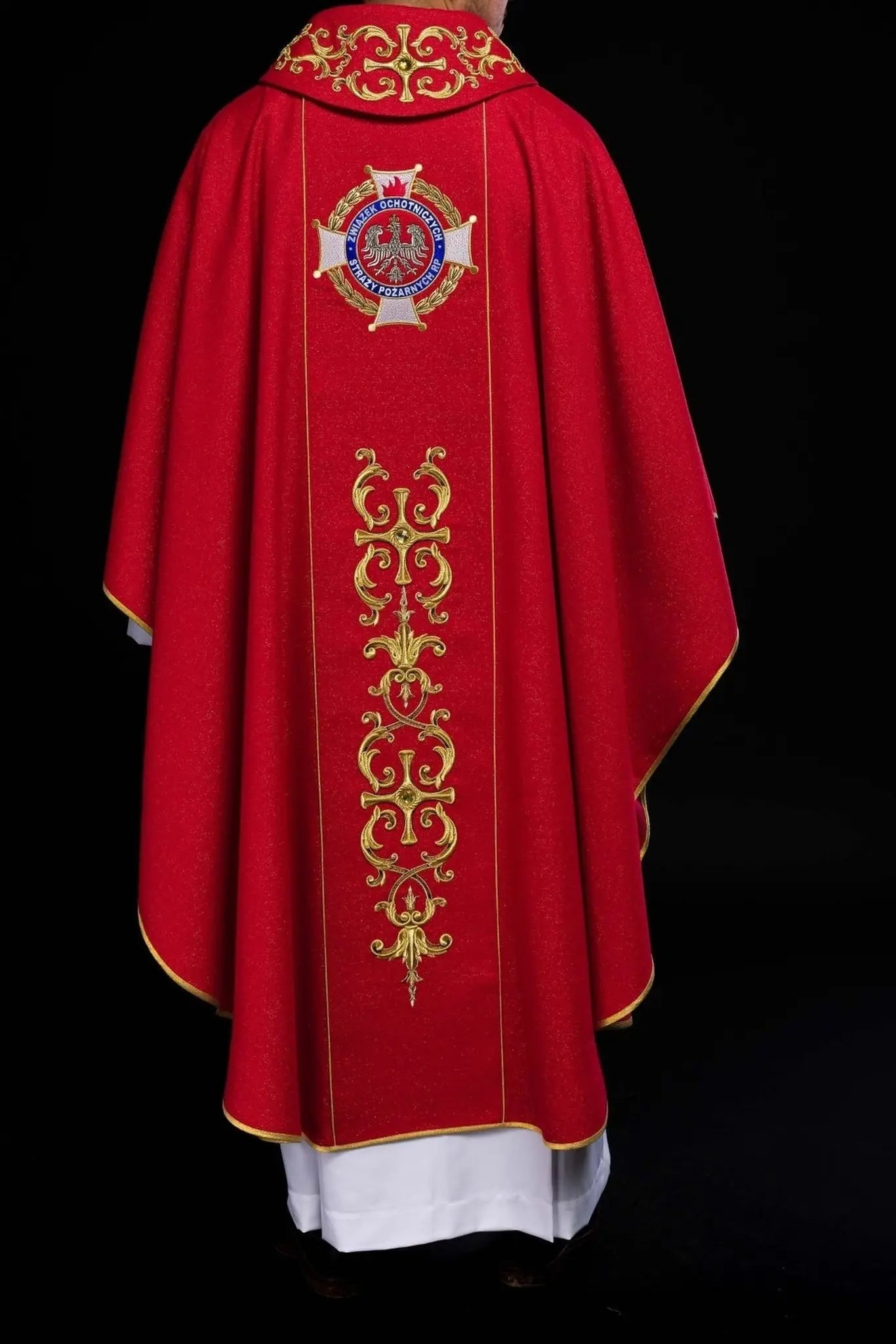 Richly Embroidered Chasuble Featuring Saint Florian