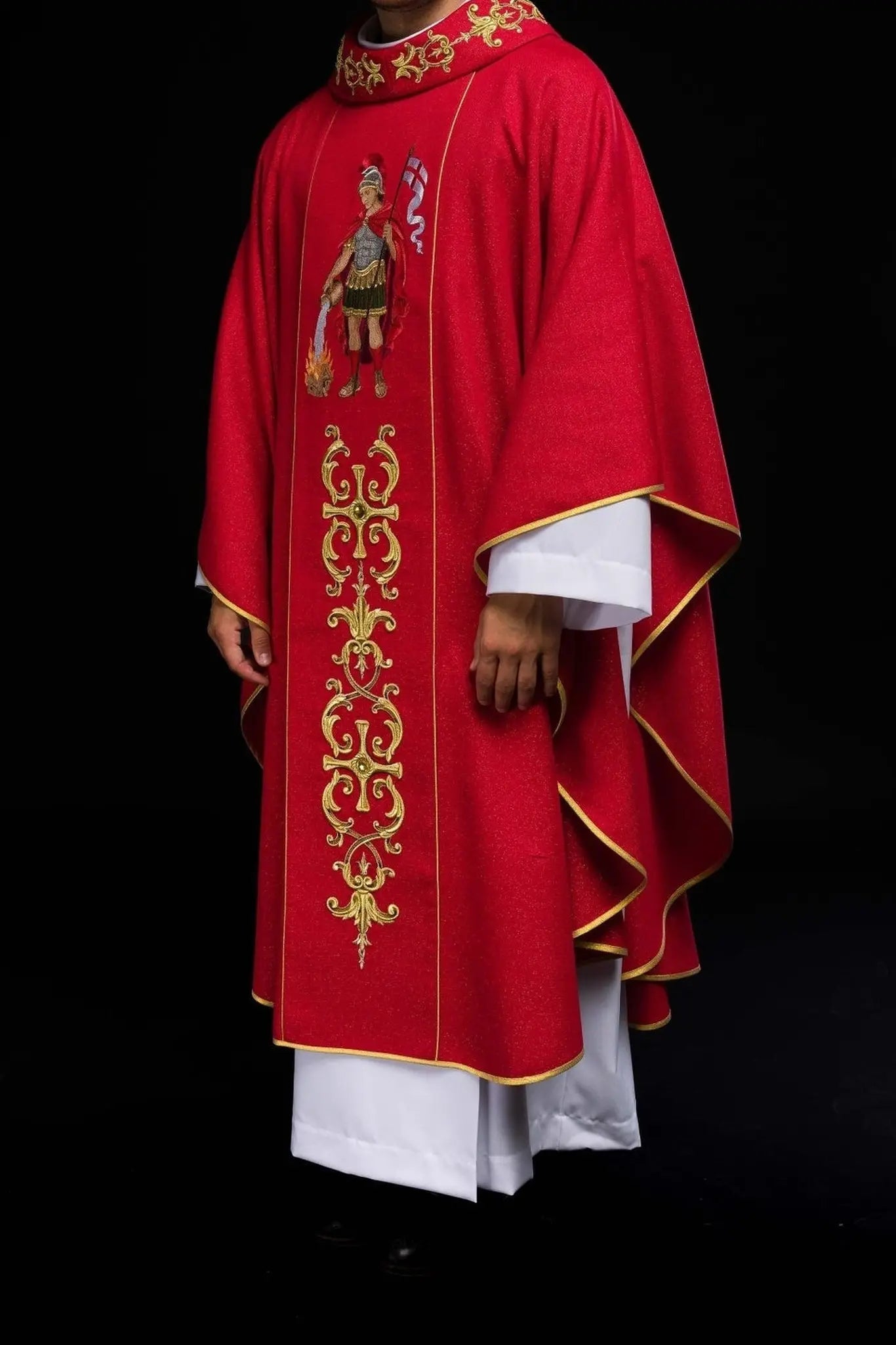Richly Embroidered Chasuble Featuring Saint Florian