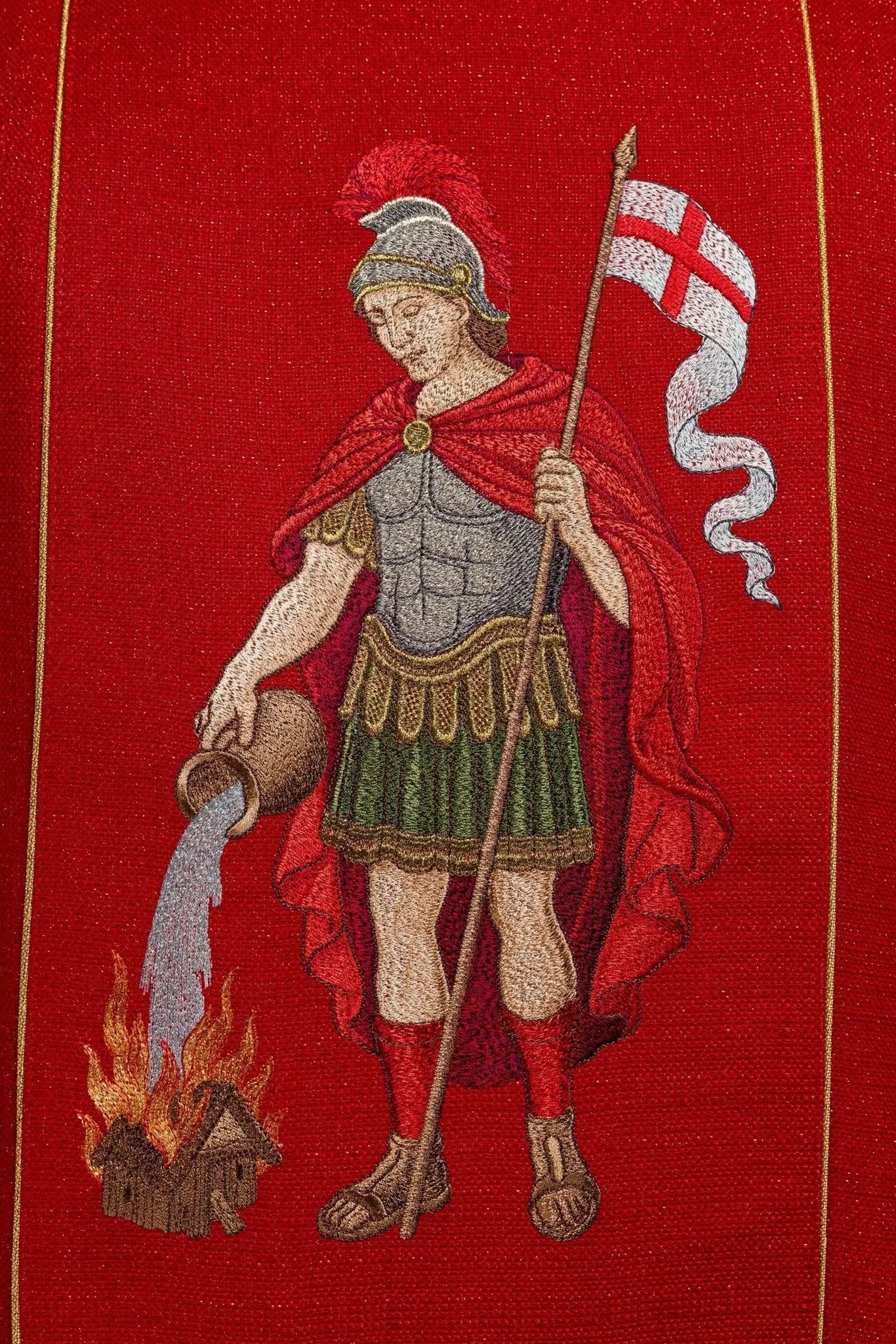 Richly Embroidered Chasuble Featuring Saint Florian