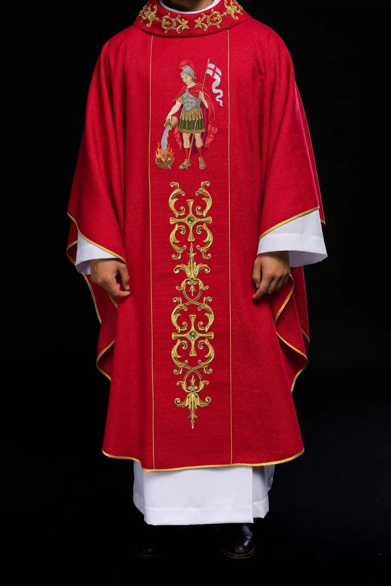Richly Embroidered Chasuble Featuring Saint Florian