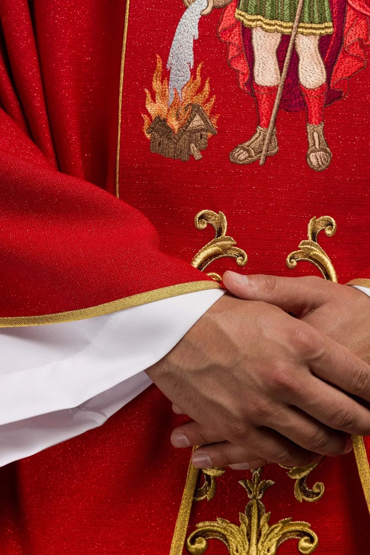 Richly Embroidered Chasuble Featuring Saint Florian