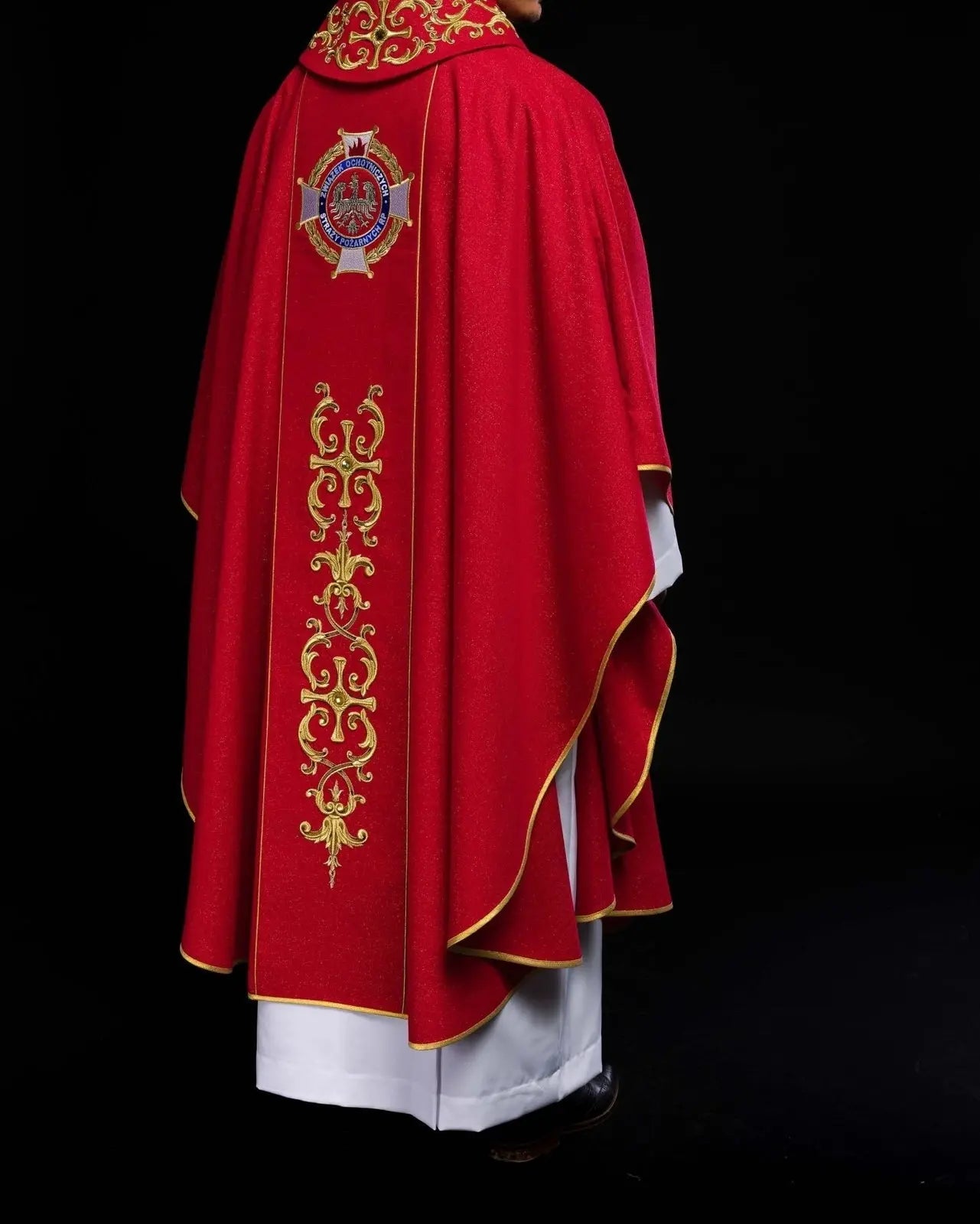 Richly Embroidered Chasuble Featuring Saint Florian