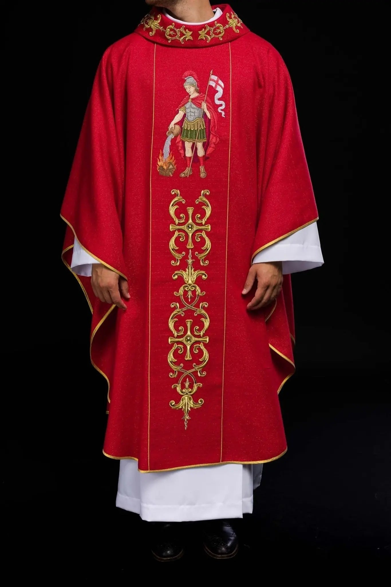 Richly Embroidered Chasuble Featuring Saint Florian